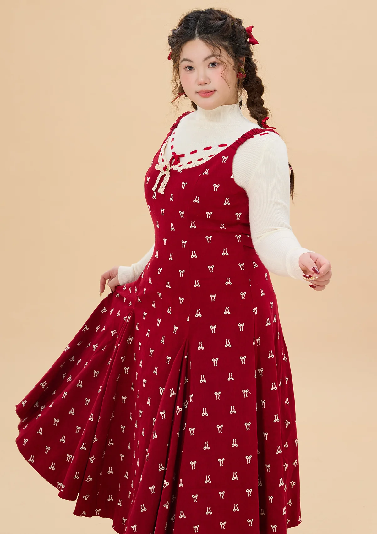 Curve & Plus Strawberry Newspaper Office Dress - Thrancidy