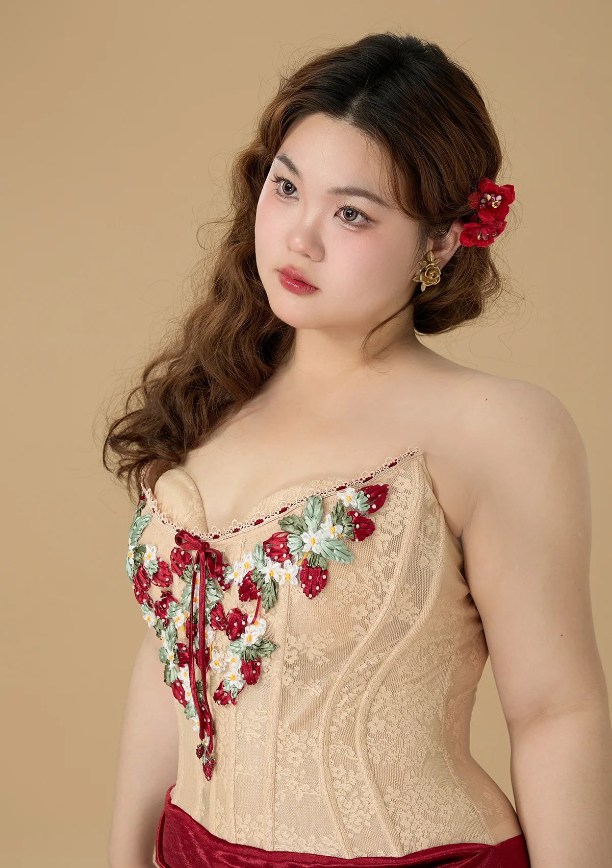 Curve & Plus Strawberry Pinot Noir Corset Dress - Thrancidy