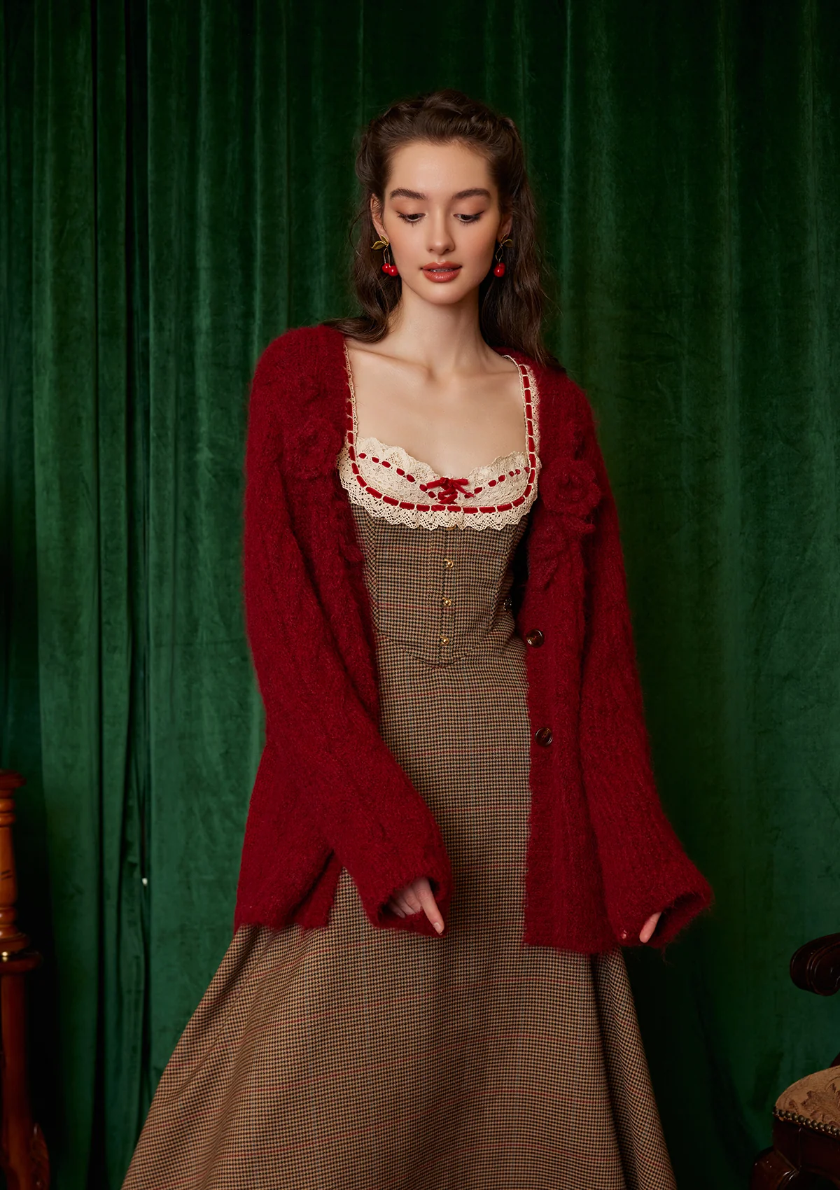 Duke's Manor Houndstooth Corset Dress - Thrancidy