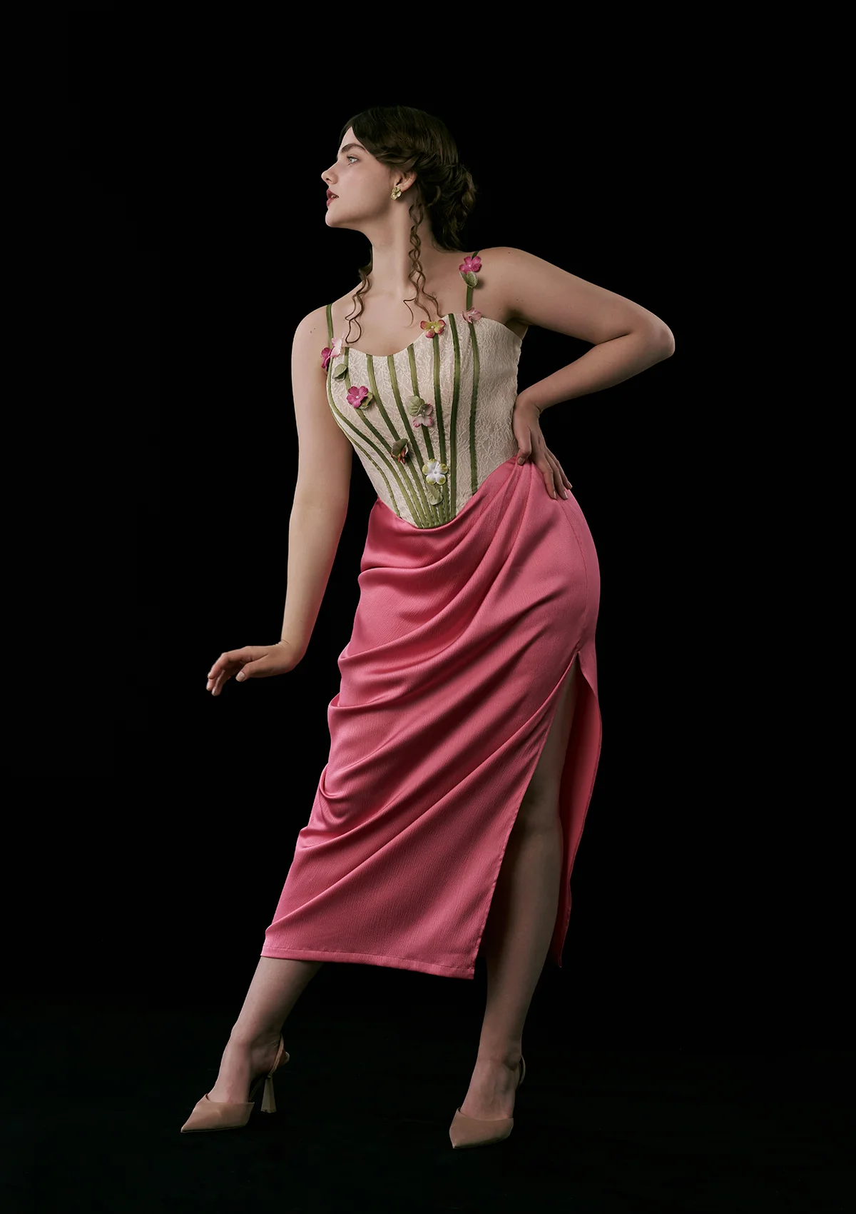 Curve & Plus Flower Vine Phantom Corset Dress - Thrancidy