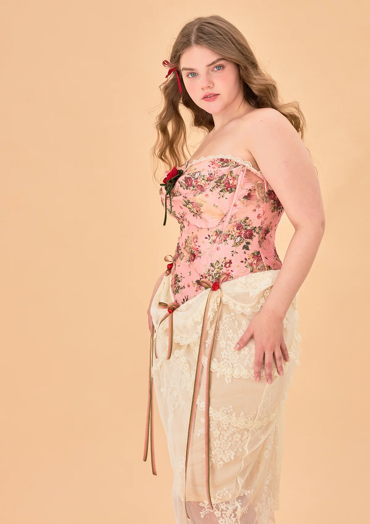 Curve & Plus Rose Sous La Lune Corset Dress - Thrancidy