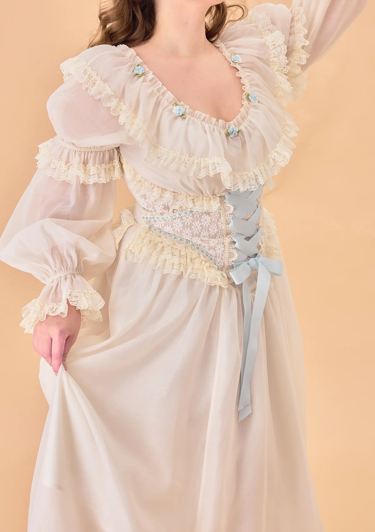 Curve & Plus Blue Hydrangea Corset Dress - Thrancidy