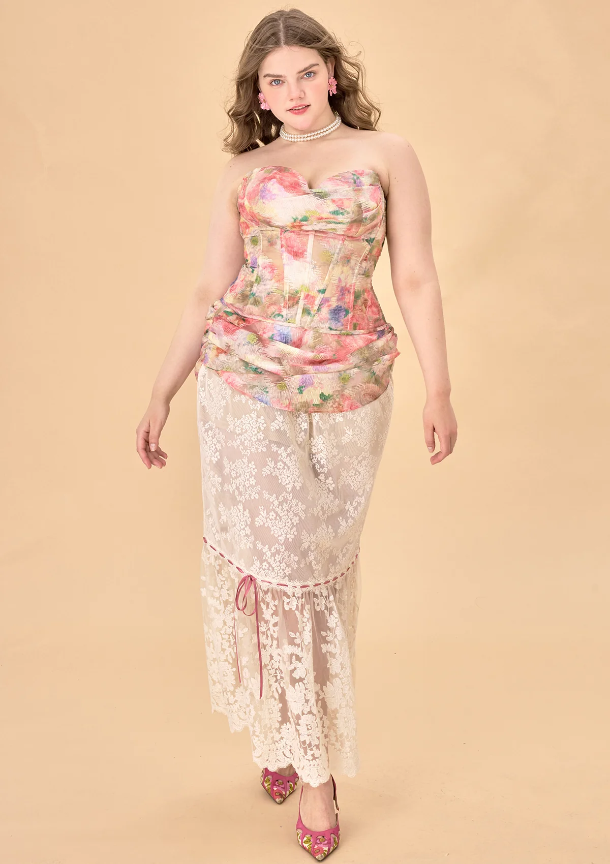 Curve & Plus Floral Mirror Skirt - Thrancidy