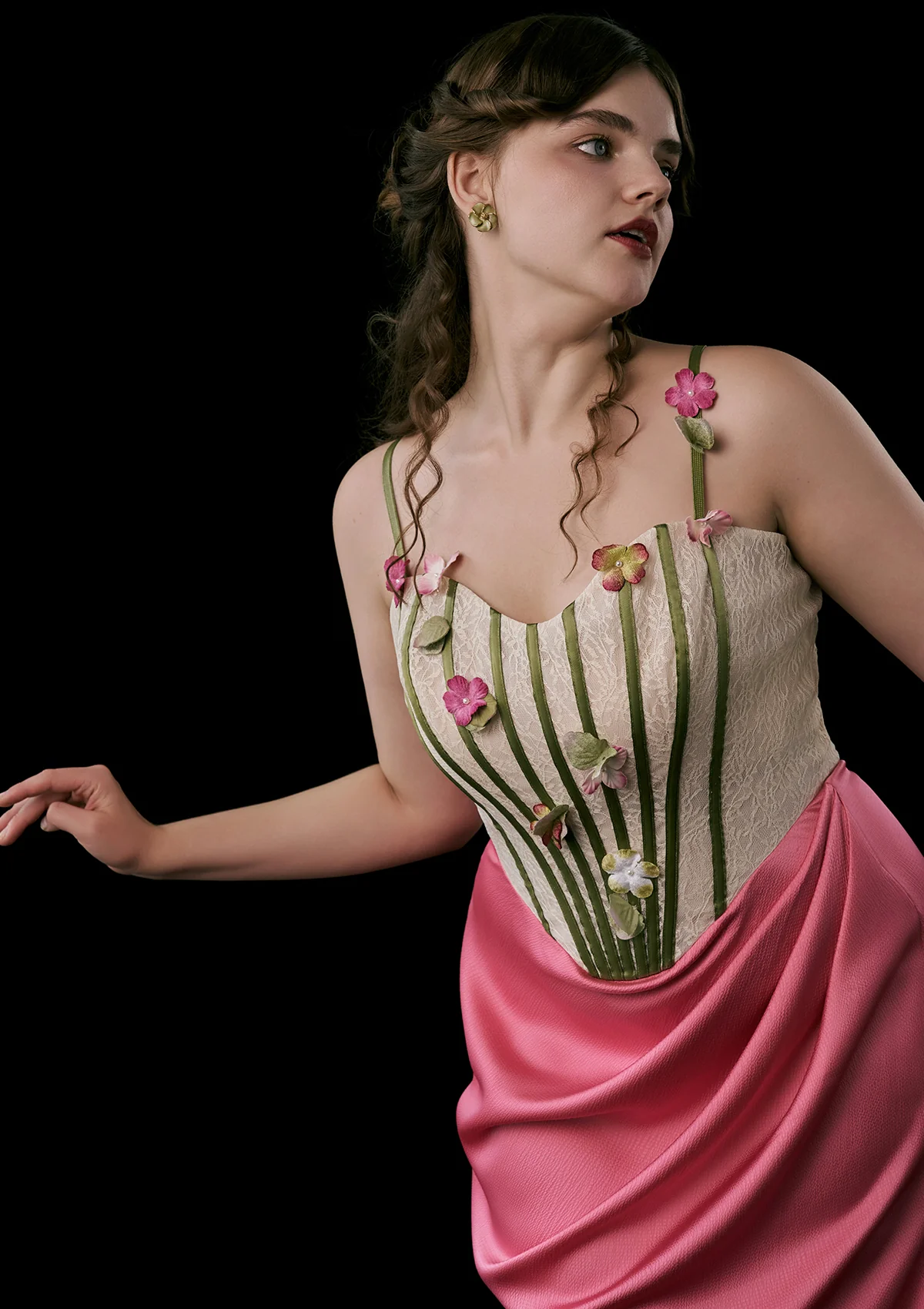 Curve & Plus Flower Vine Phantom Corset Dress - Thrancidy