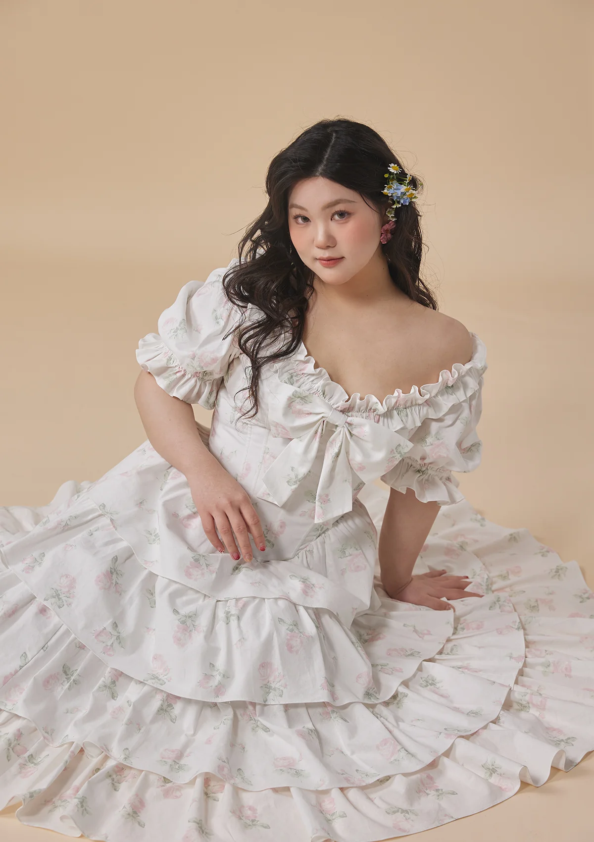 Curve & Plus Bloom in Coral Island Corset Dress - Thrancidy