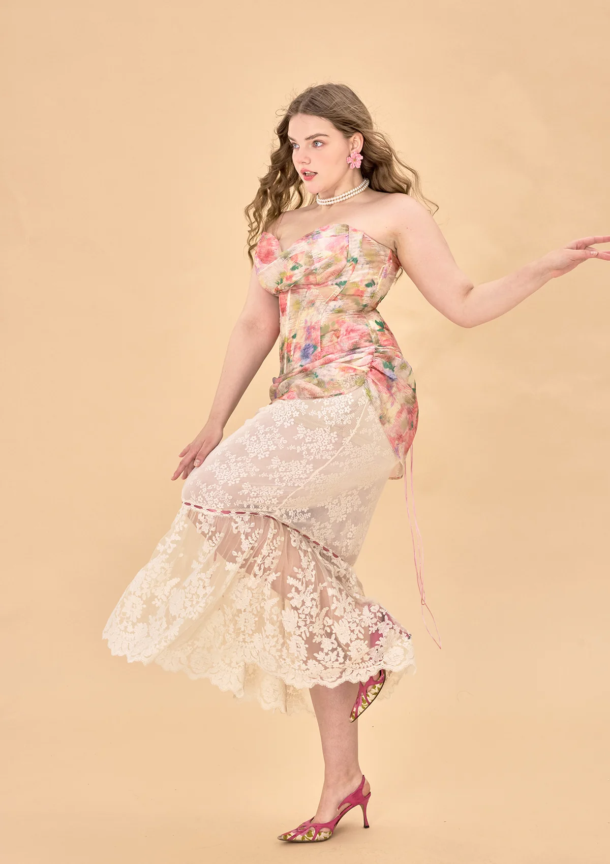 Curve & Plus Floral Mirror Skirt - Thrancidy