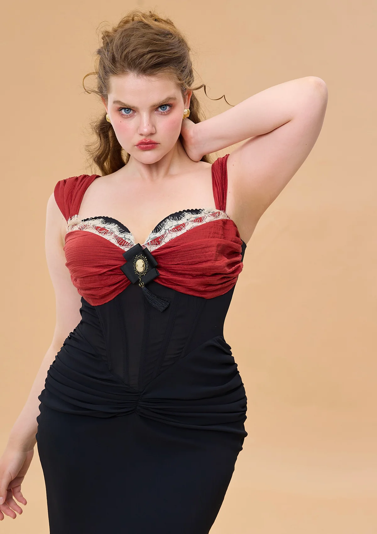 Curve & Plus Shaking the Wine Glass Corset Dress - Thrancidy