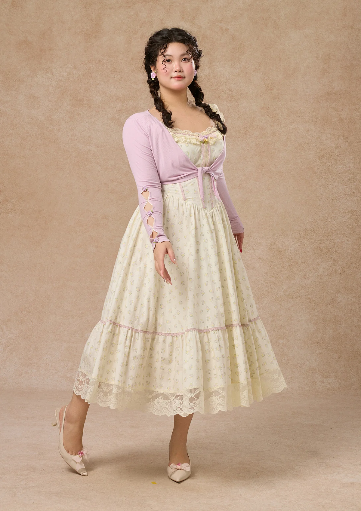 Curve&Plus Cream Clove Dress - Thrancidy