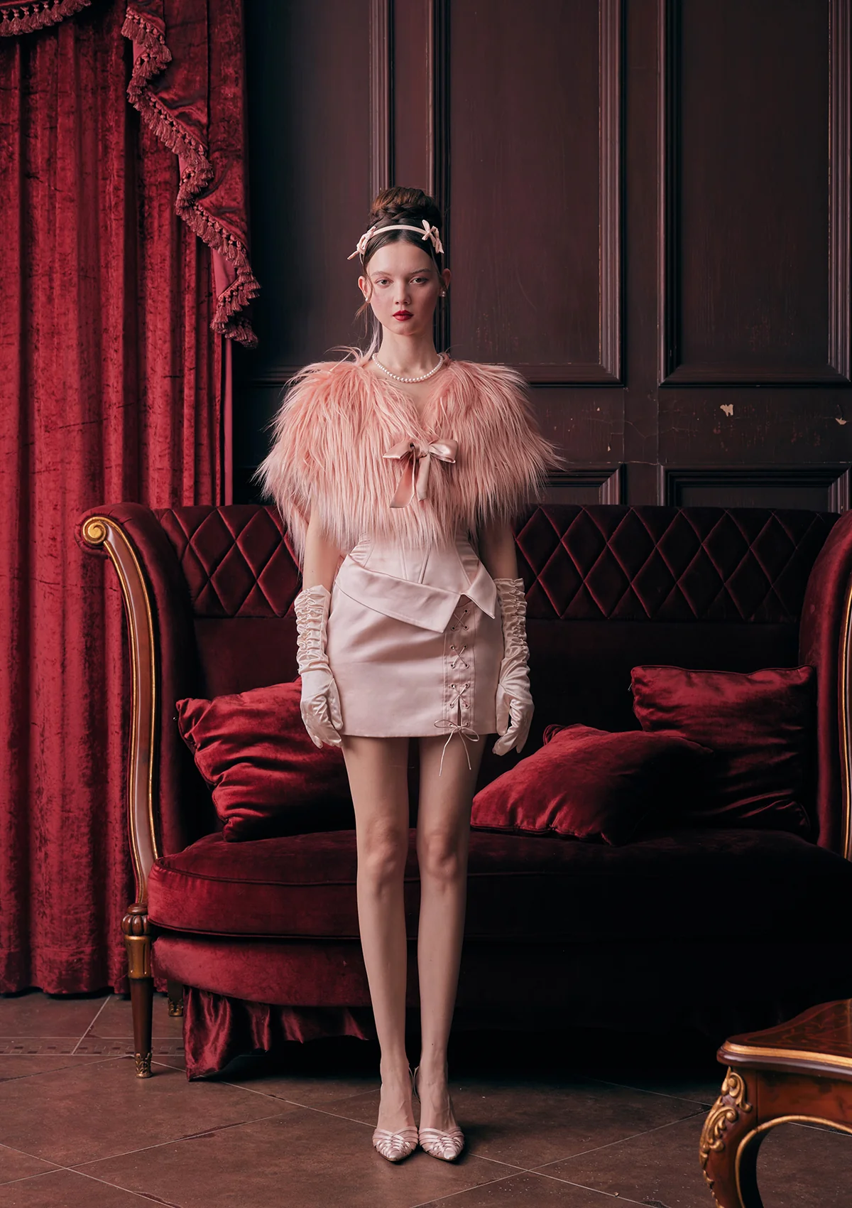 Peach Heart Cupid Faux Fur Coat - Thrancidy