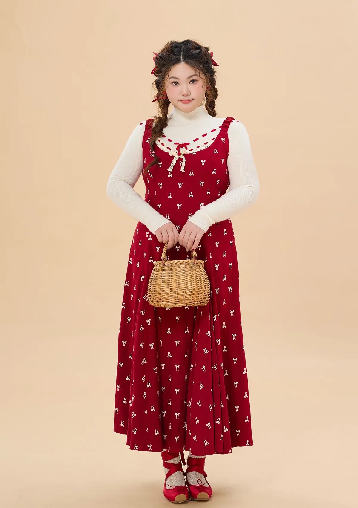 Curve & Plus Strawberry Newspaper Office Dress - Thrancidy