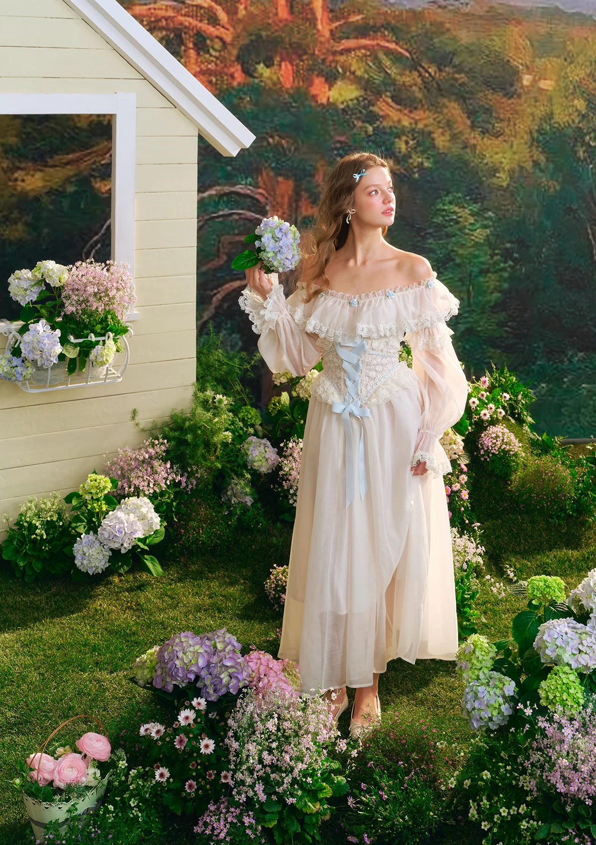 Blue Hydrangea Corset Dress - Thrancidy