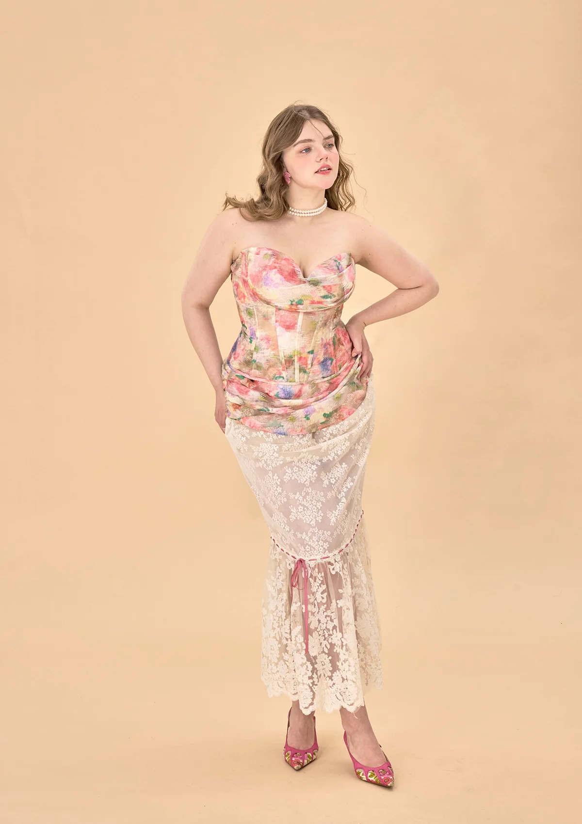 Curve & Plus Floral Mirror Skirt - Thrancidy