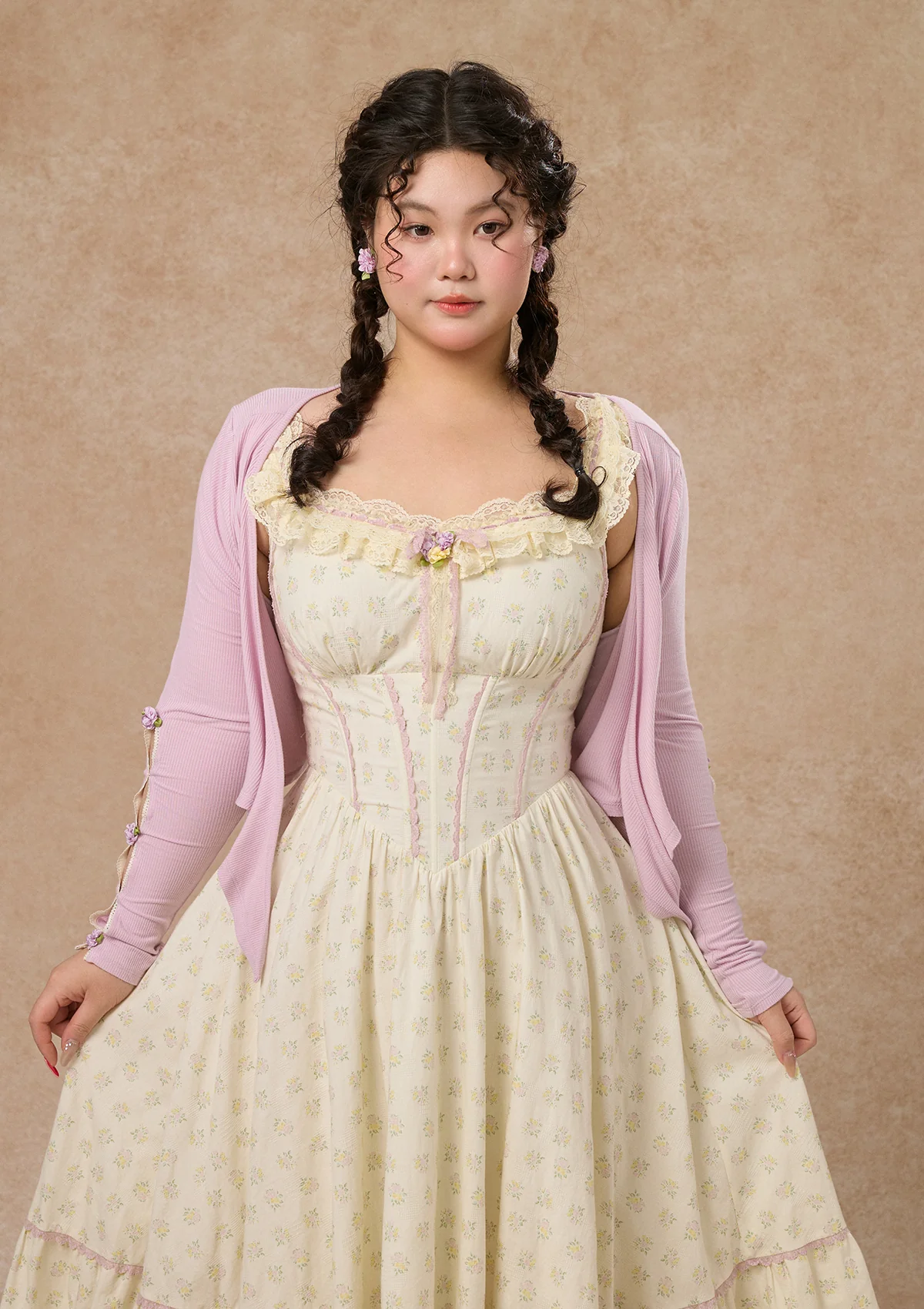 Curve&Plus Cream Clove Dress - Thrancidy