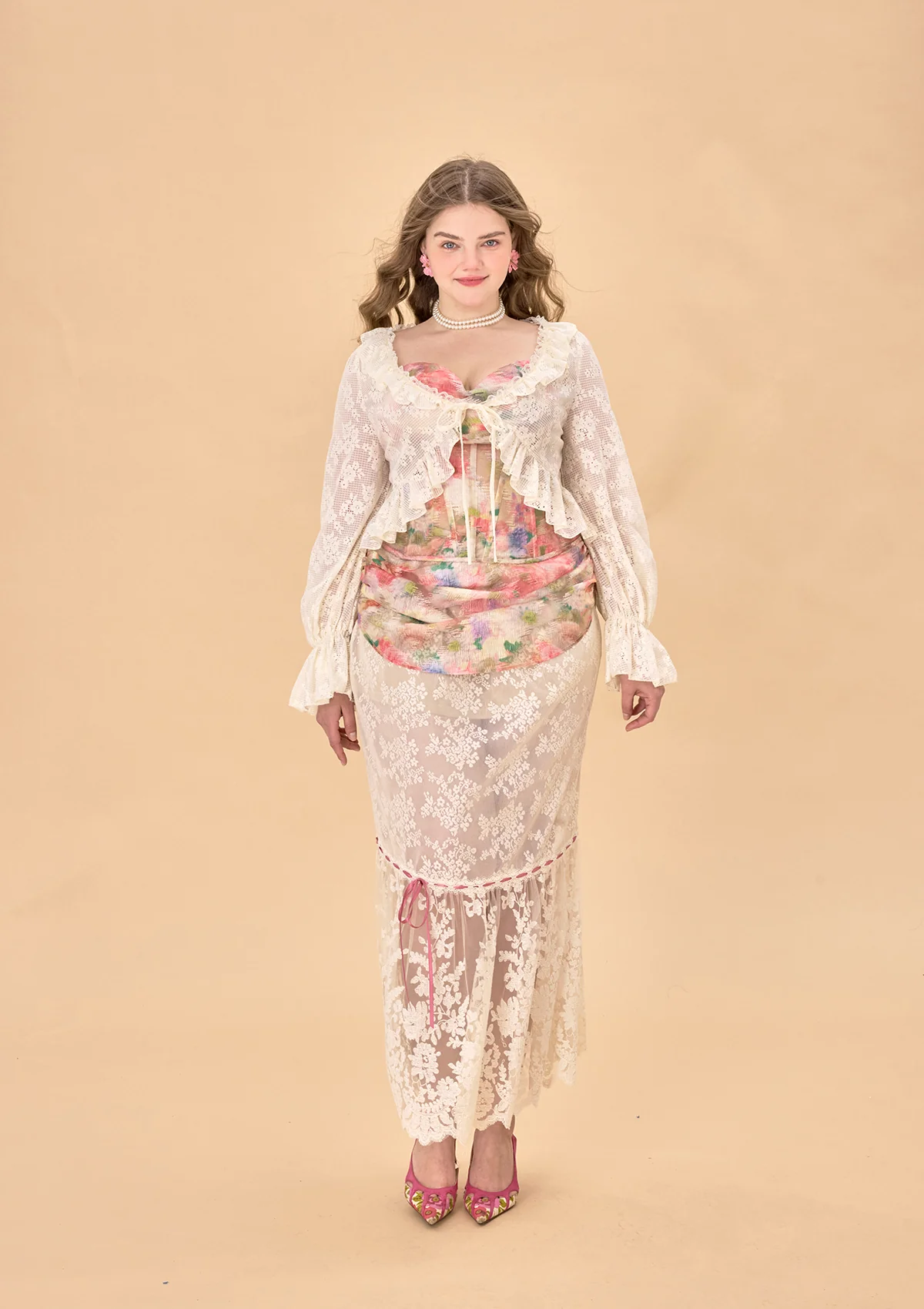 Curve & Plus Floral Mirror Skirt - Thrancidy