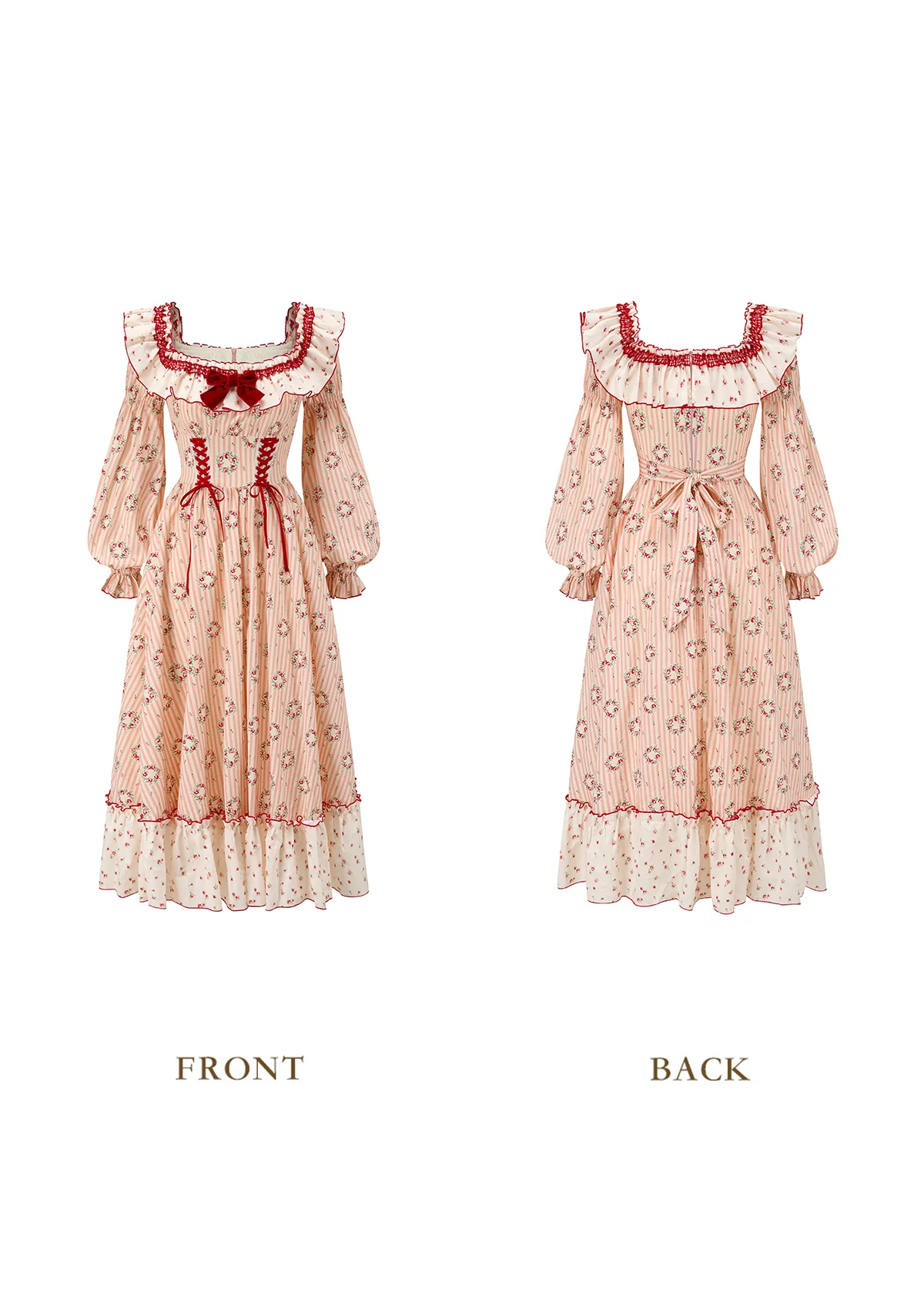 Red Apple Wreath Cottage Dress - Thrancidy