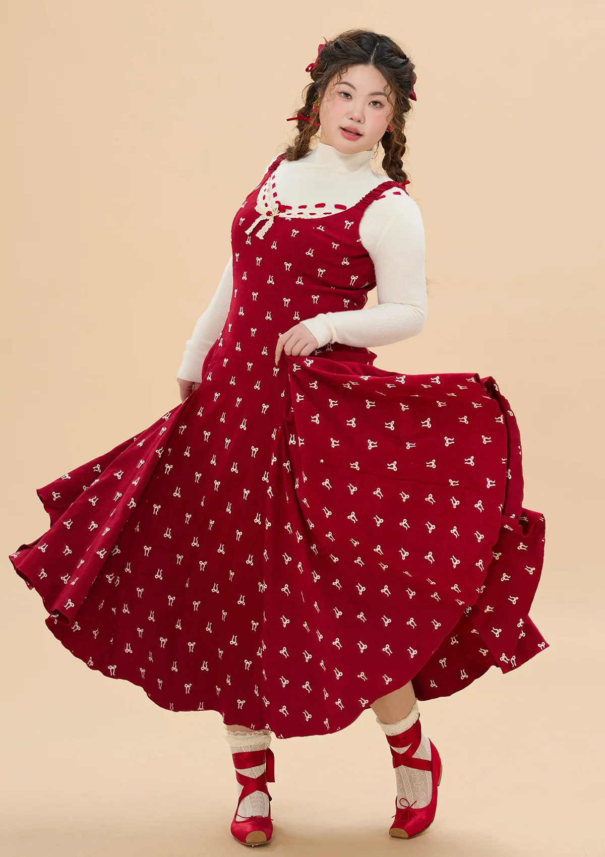 Curve & Plus Strawberry Newspaper Office Dress - Thrancidy
