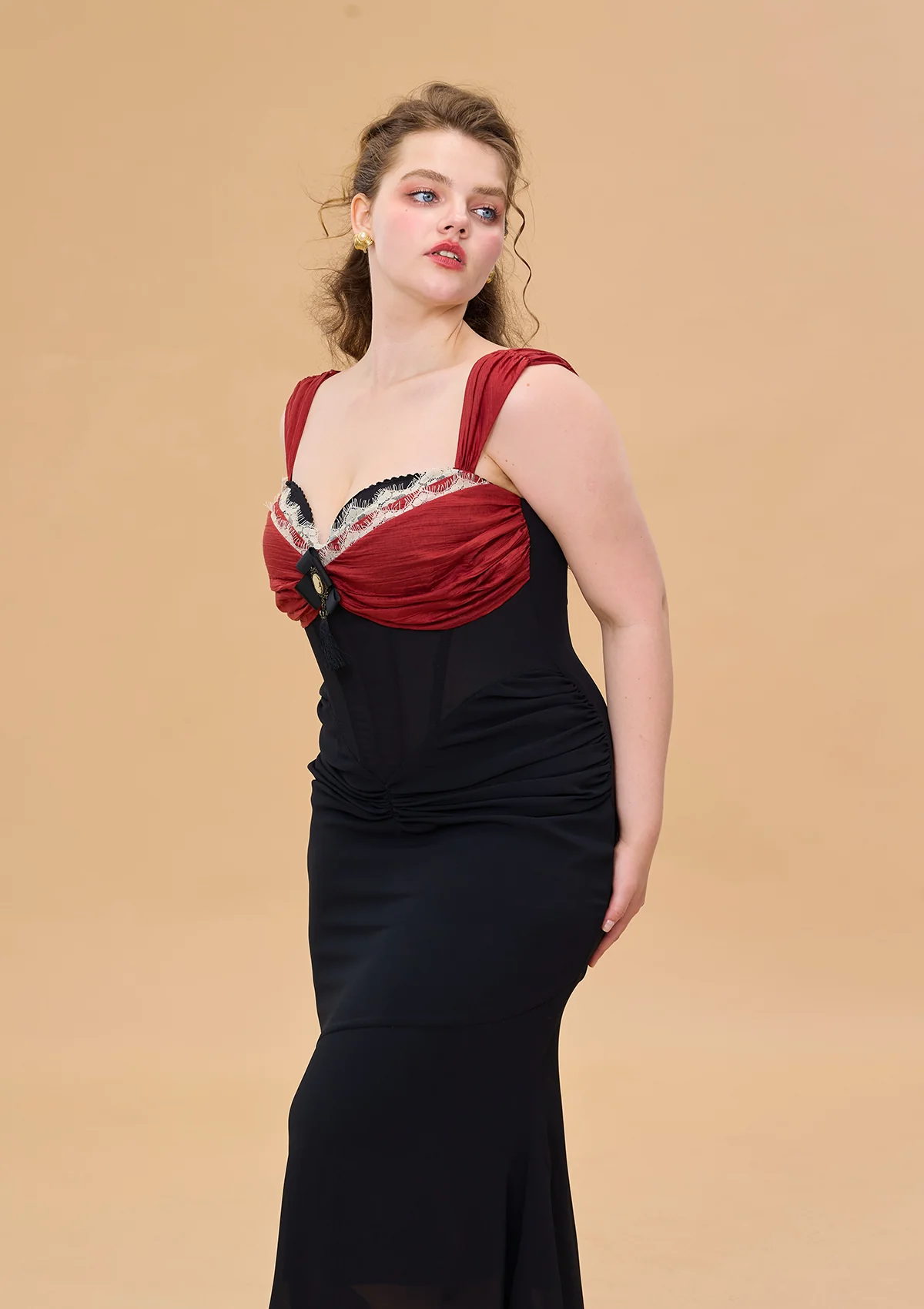 Curve & Plus Shaking the Wine Glass Corset Dress - Thrancidy