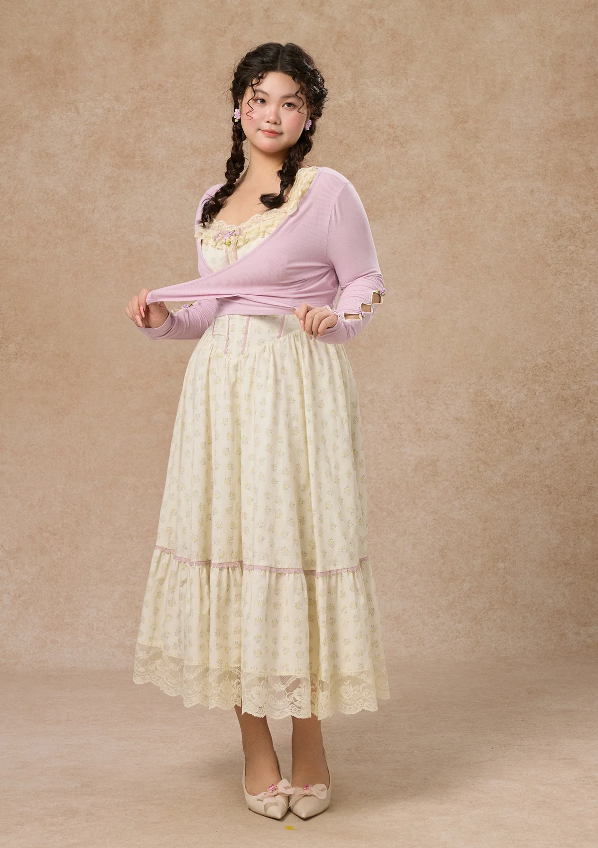 Curve&Plus Cream Clove Dress - Thrancidy