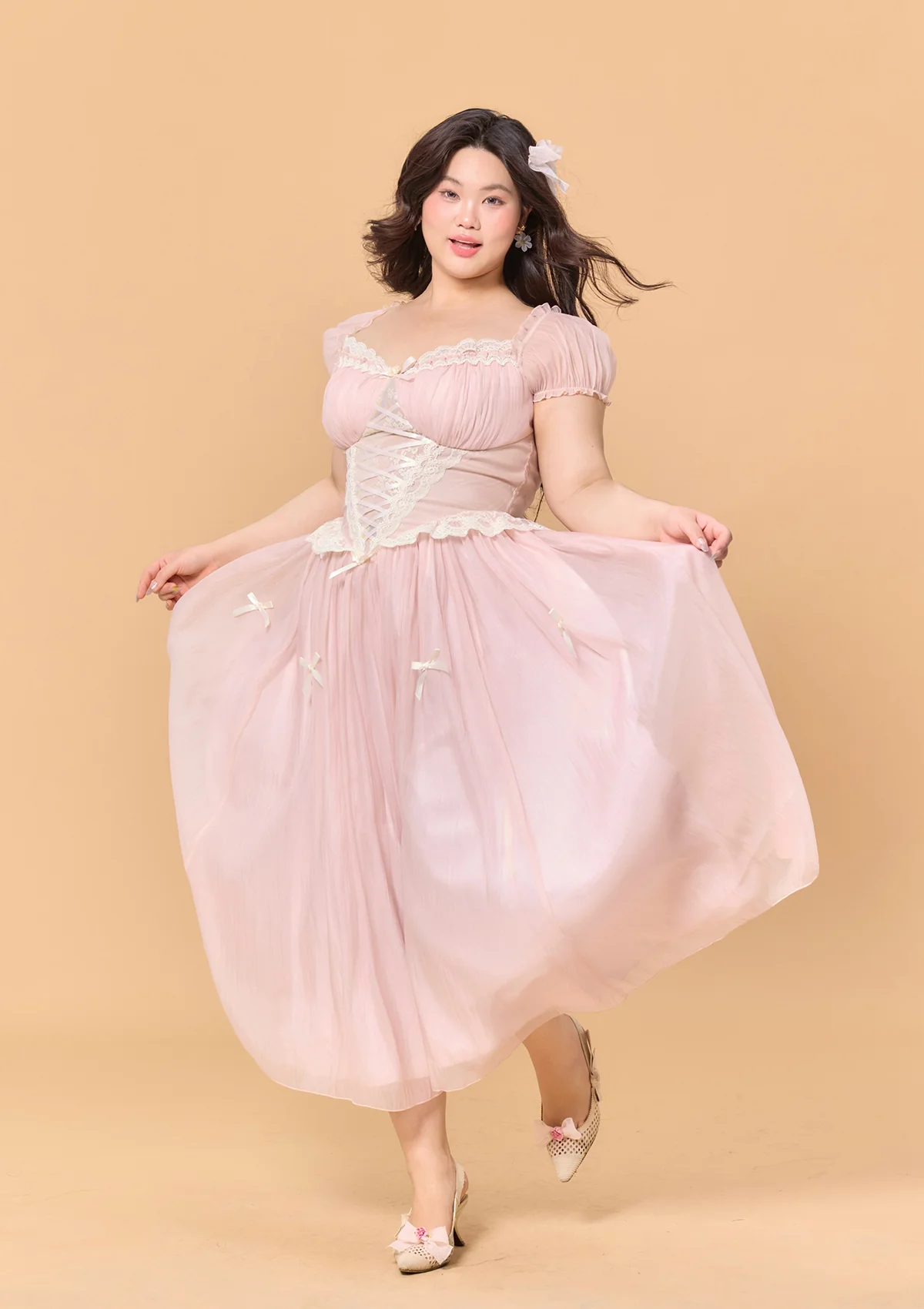 Curve & Plus Pink Mist Fairy Dress - Thrancidy
