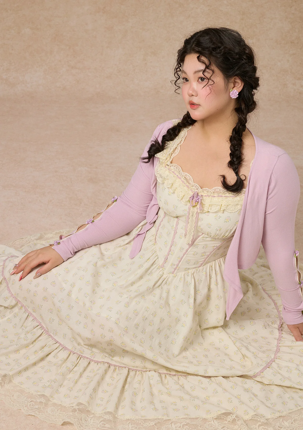 Curve&Plus Cream Clove Cardigan - Thrancidy