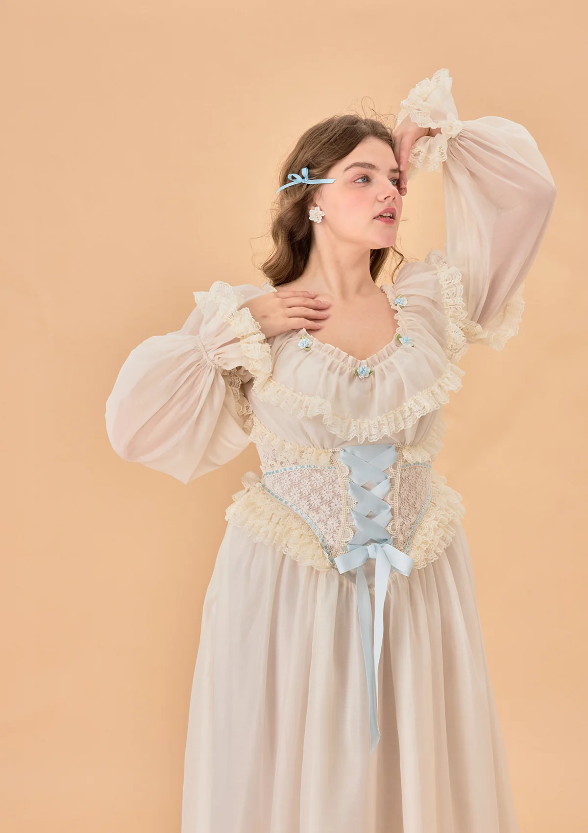 Curve & Plus Blue Hydrangea Corset Dress - Thrancidy