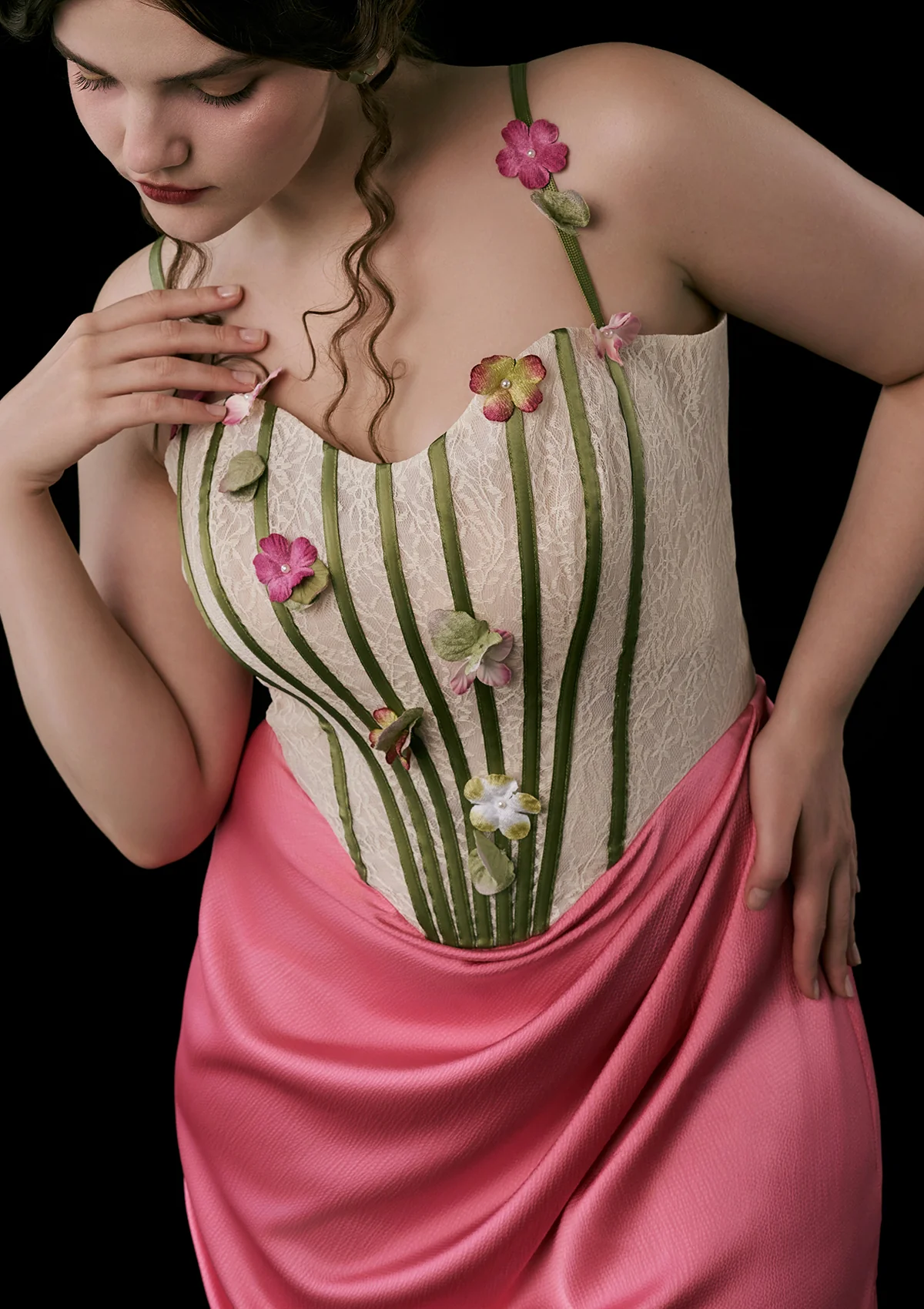 Curve & Plus Flower Vine Phantom Corset Dress - Thrancidy