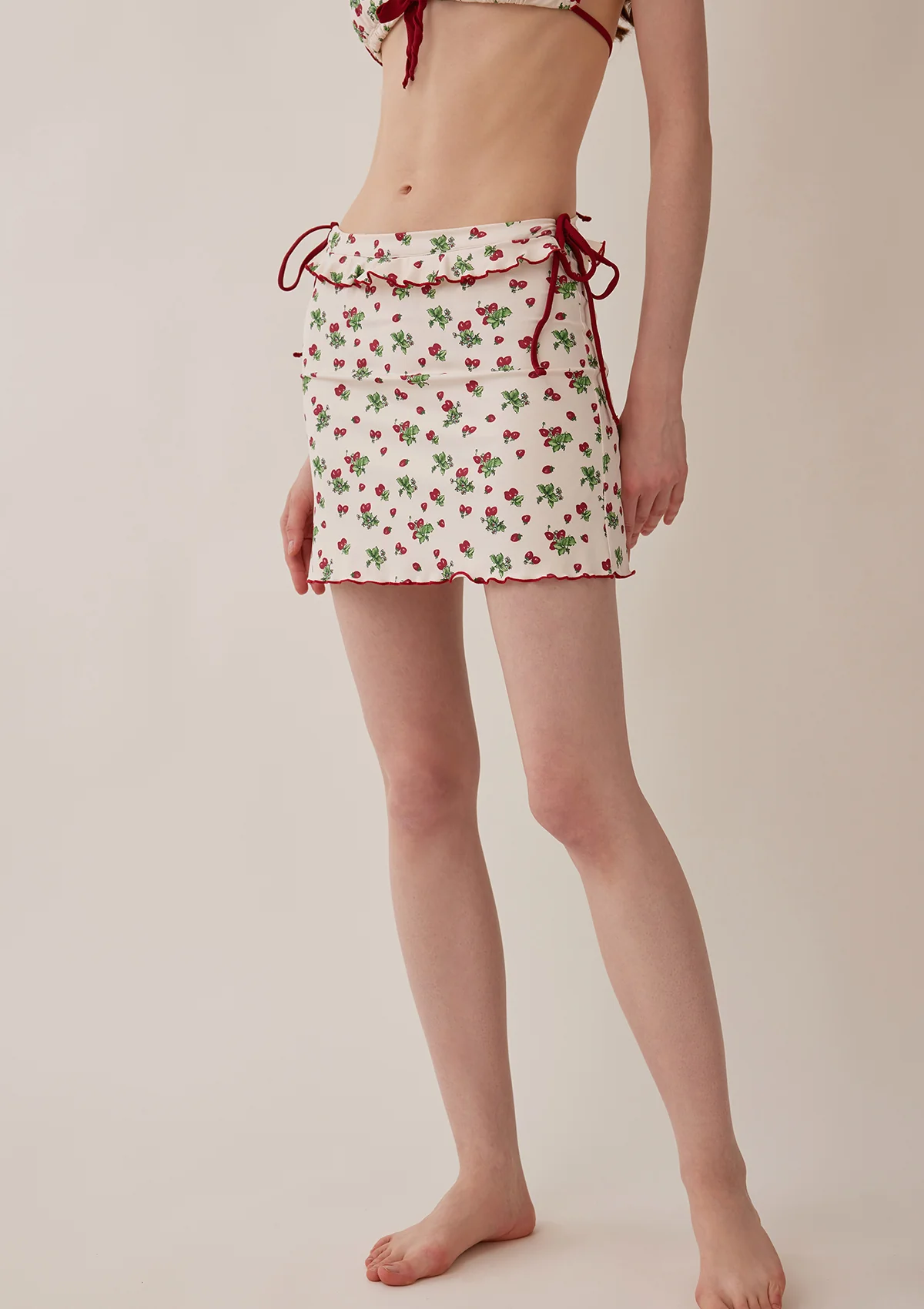 Vibrant Strawberry Three-piece Bikini Set - Thrancidy