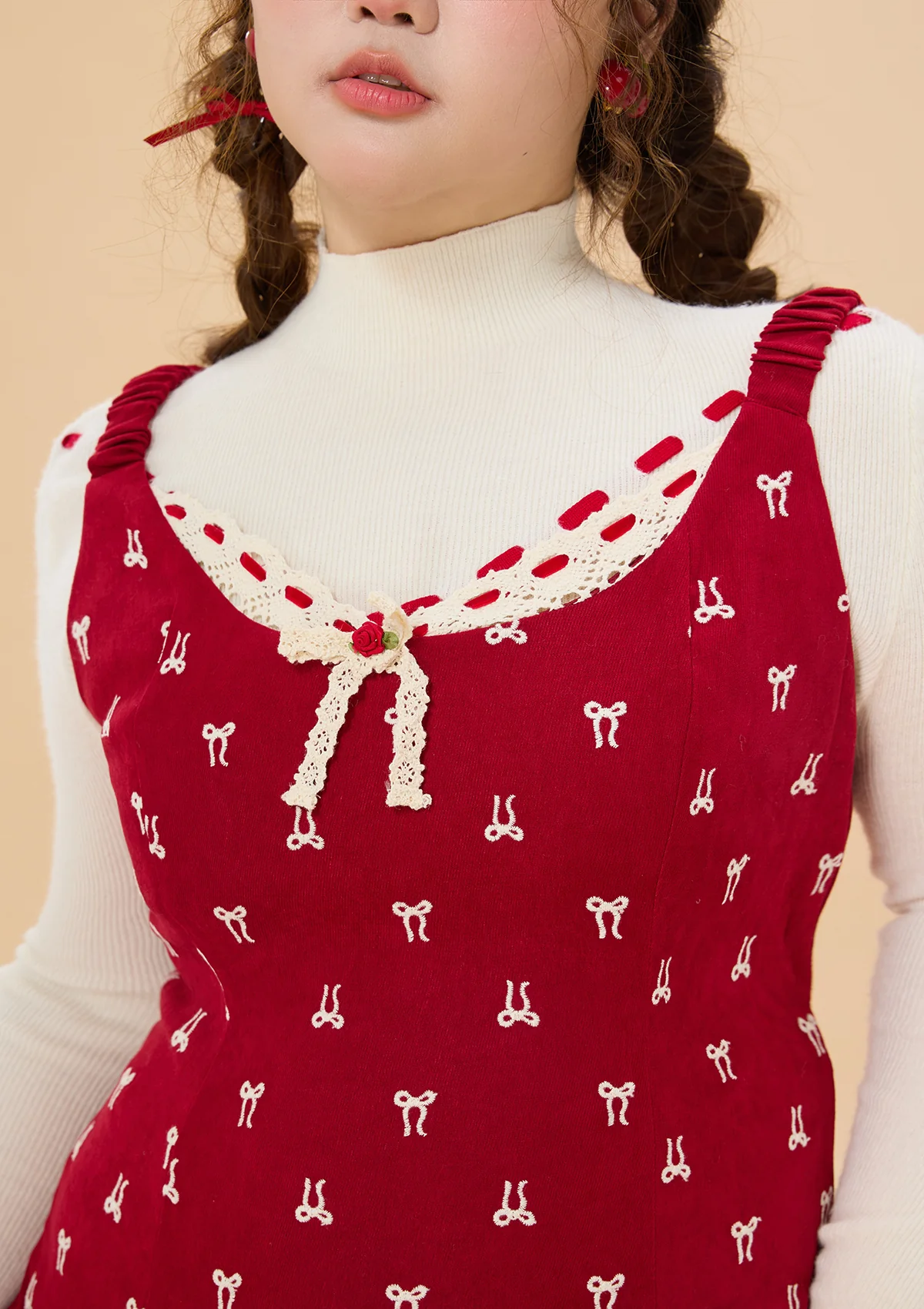 Curve & Plus Strawberry Newspaper Office Dress - Thrancidy