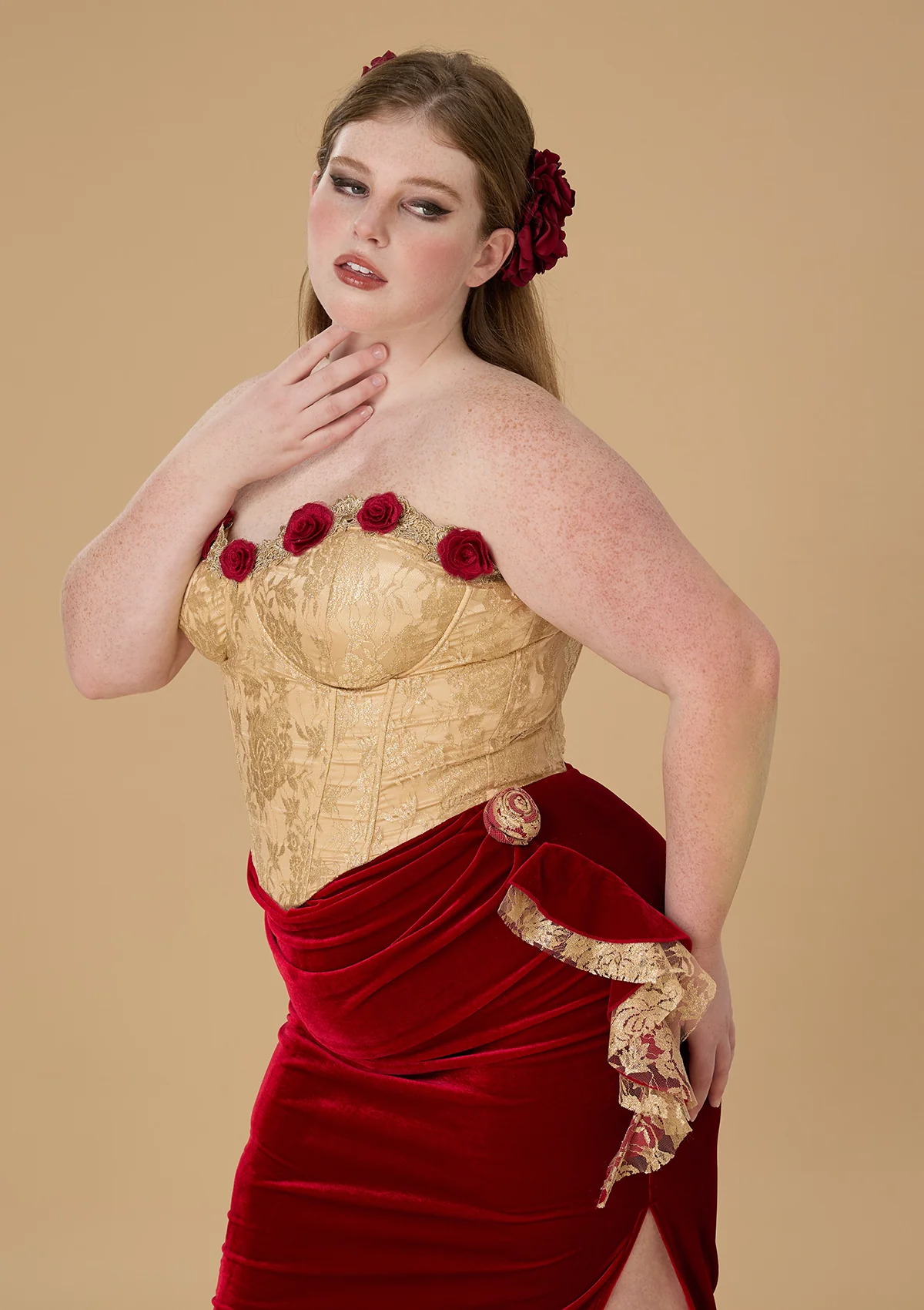 Curve & Plus Wild Rosa in Spain Corset Dress - Thrancidy