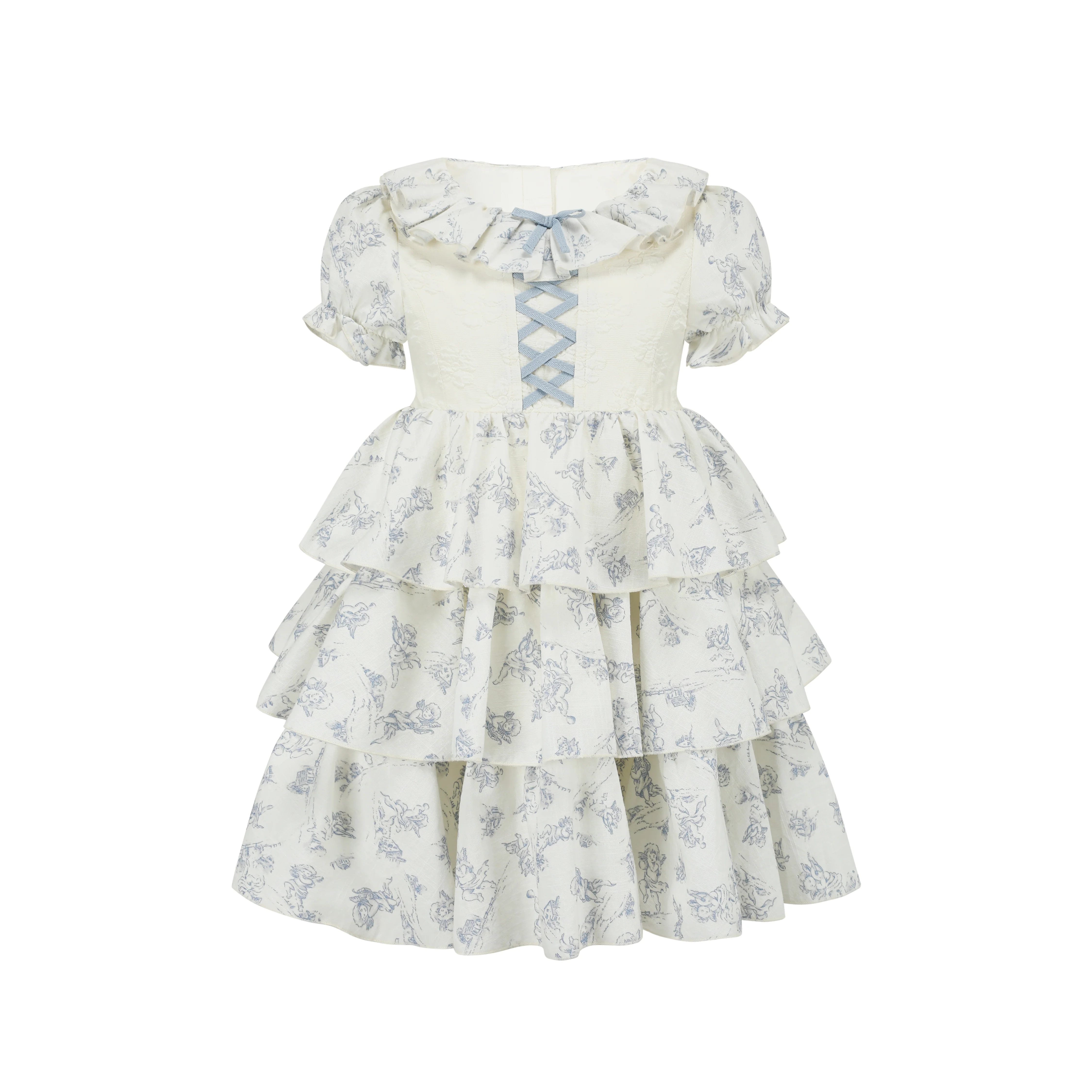 Toddler Girl Blue Dollhouse Corset Dress - Thrancidy