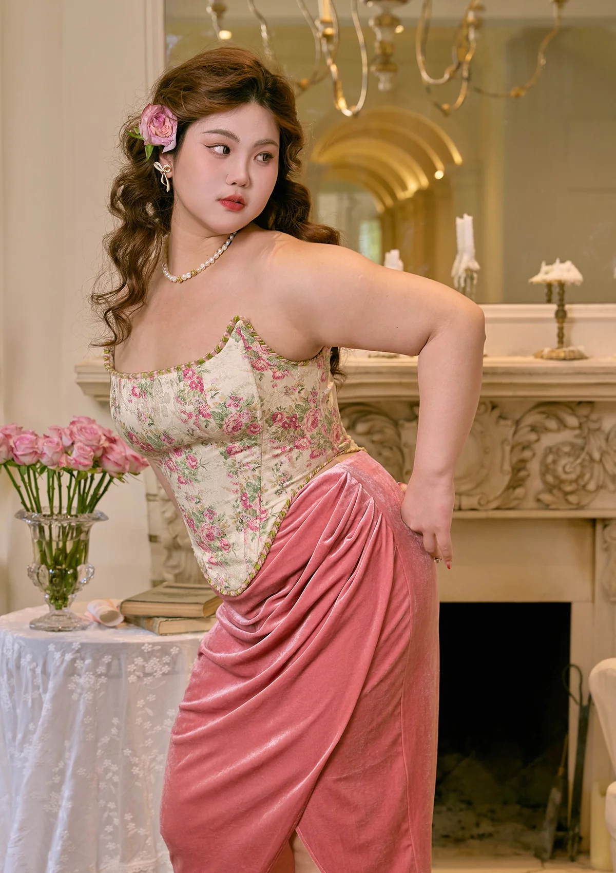 Curve & Plus Spring Peach Skirt - Thrancidy