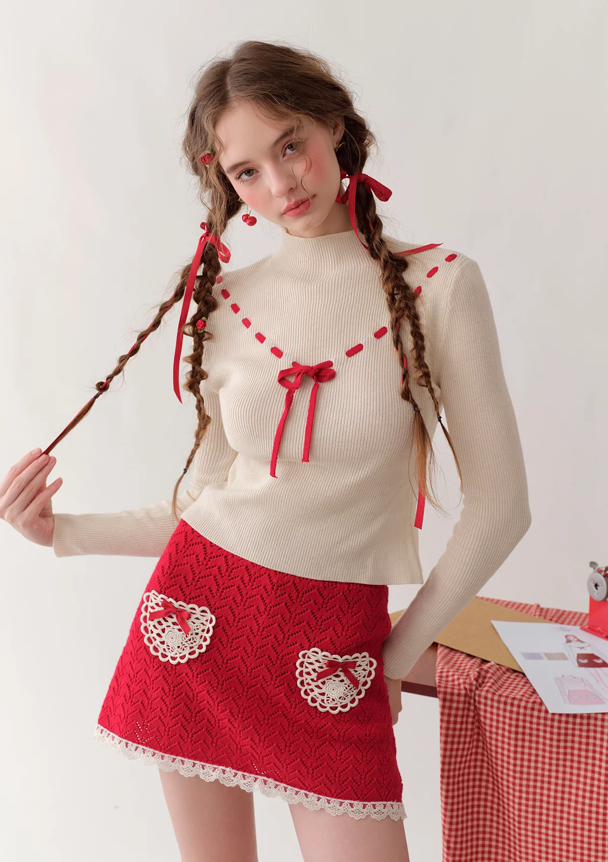 Strawberry Post Office Knit Bottom Shirt - Thrancidy