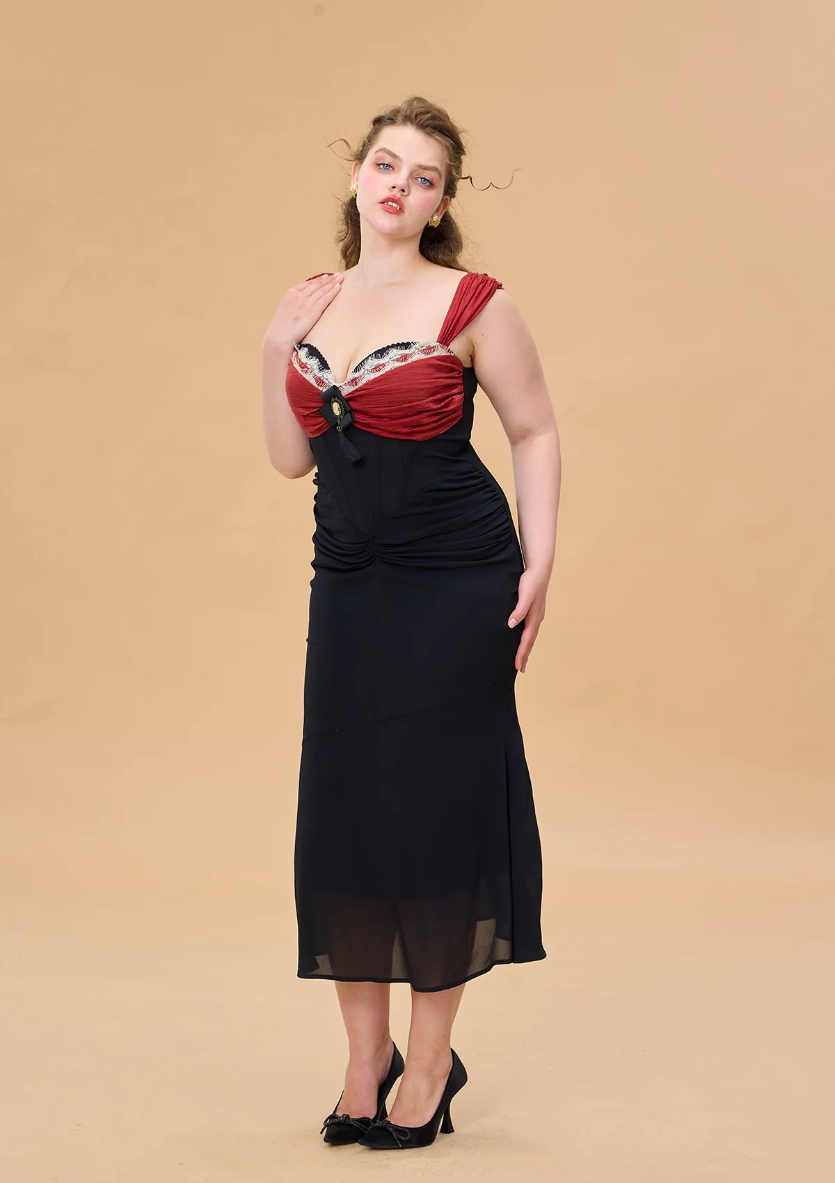Curve & Plus Shaking the Wine Glass Corset Dress - Thrancidy