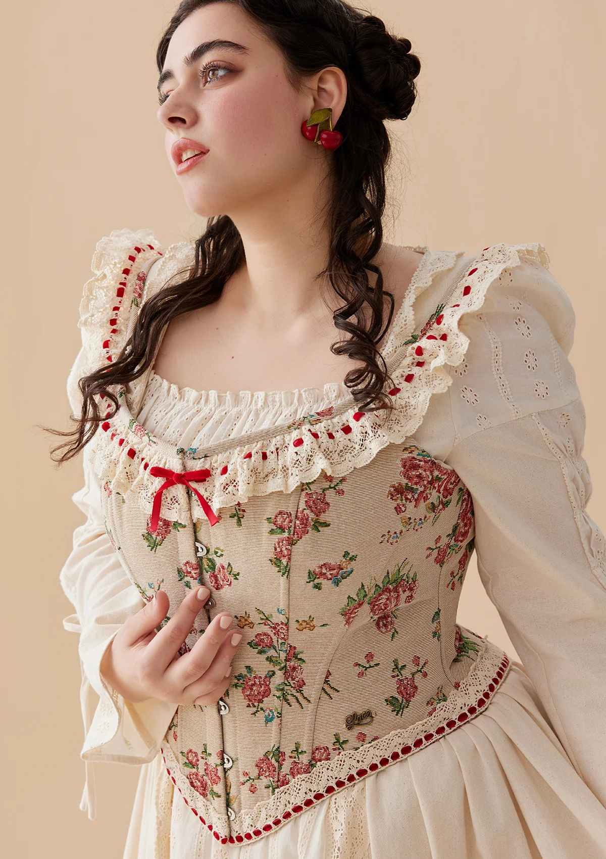 Curve & Plus Rosey Christmas Cottage Corset - Thrancidy