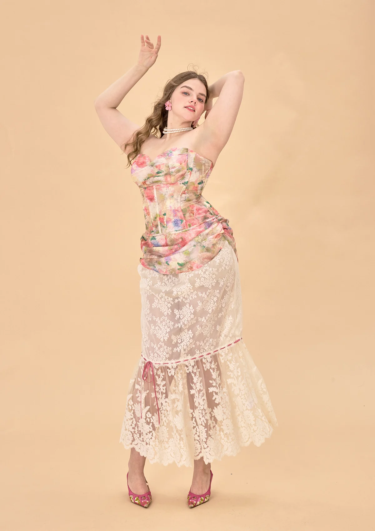 Curve & Plus Floral Mirror Skirt - Thrancidy