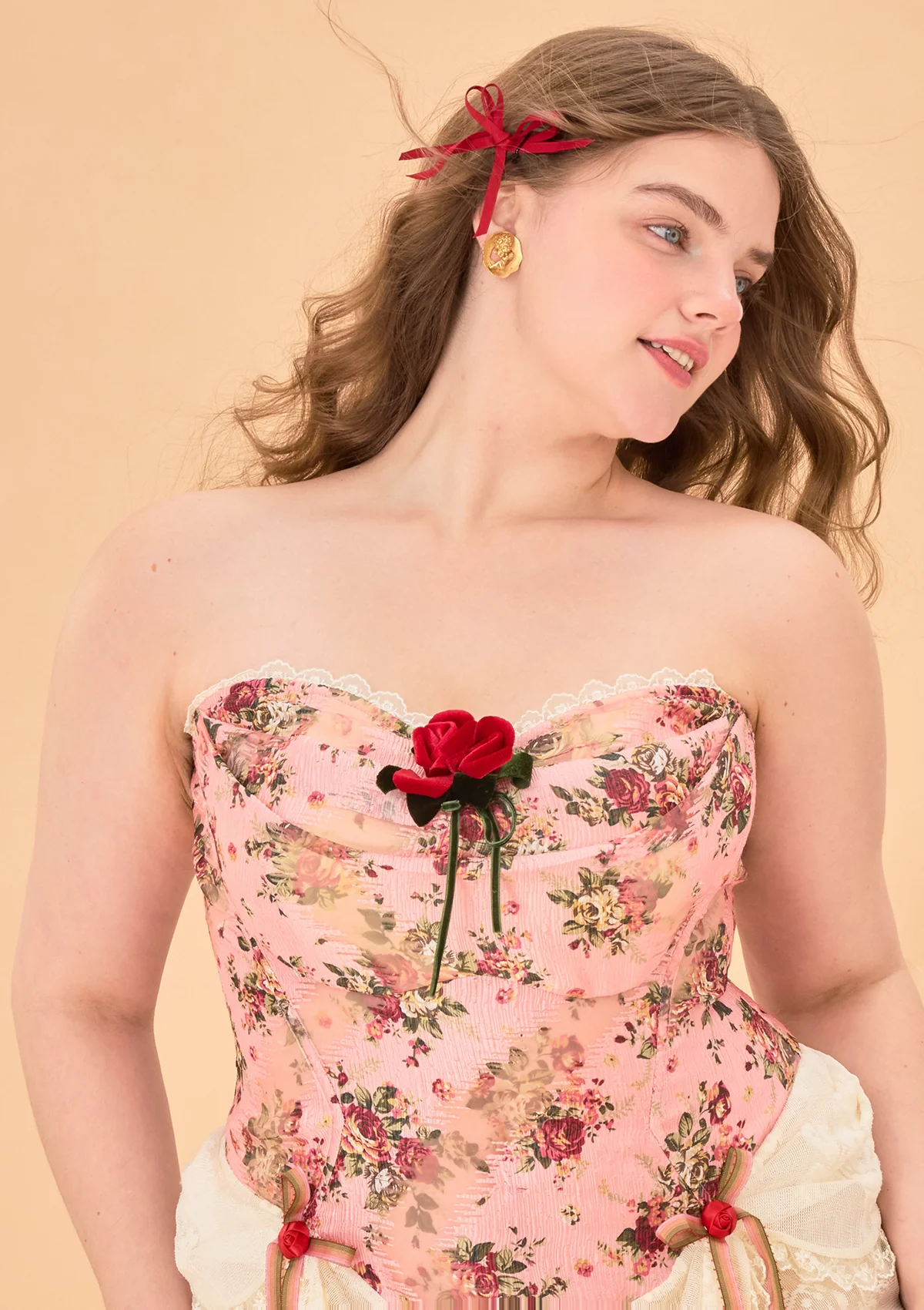 Curve & Plus Rose Sous La Lune Corset Dress - Thrancidy