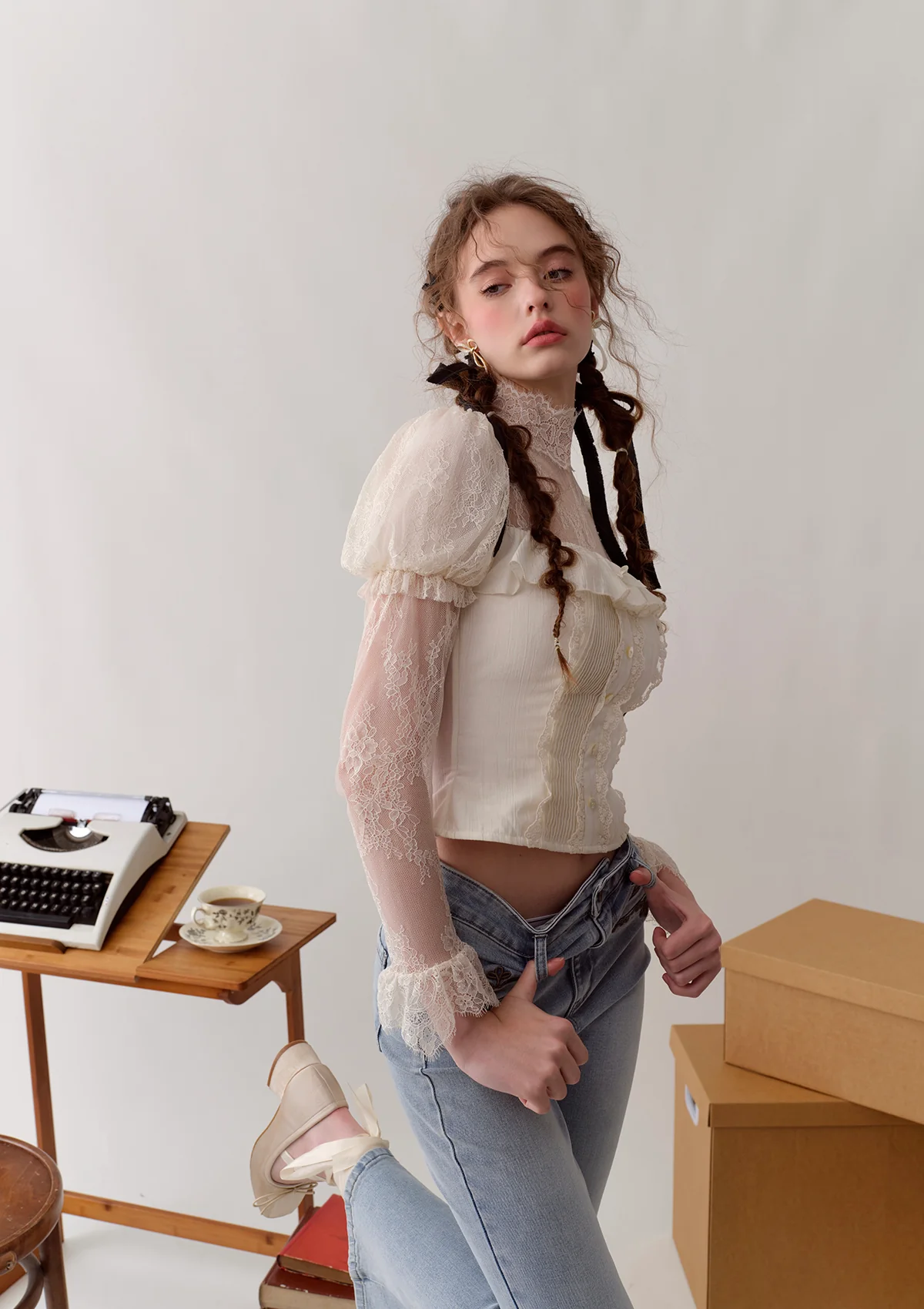 Berries Fashion Editor Underlay Lace Top - Thrancidy