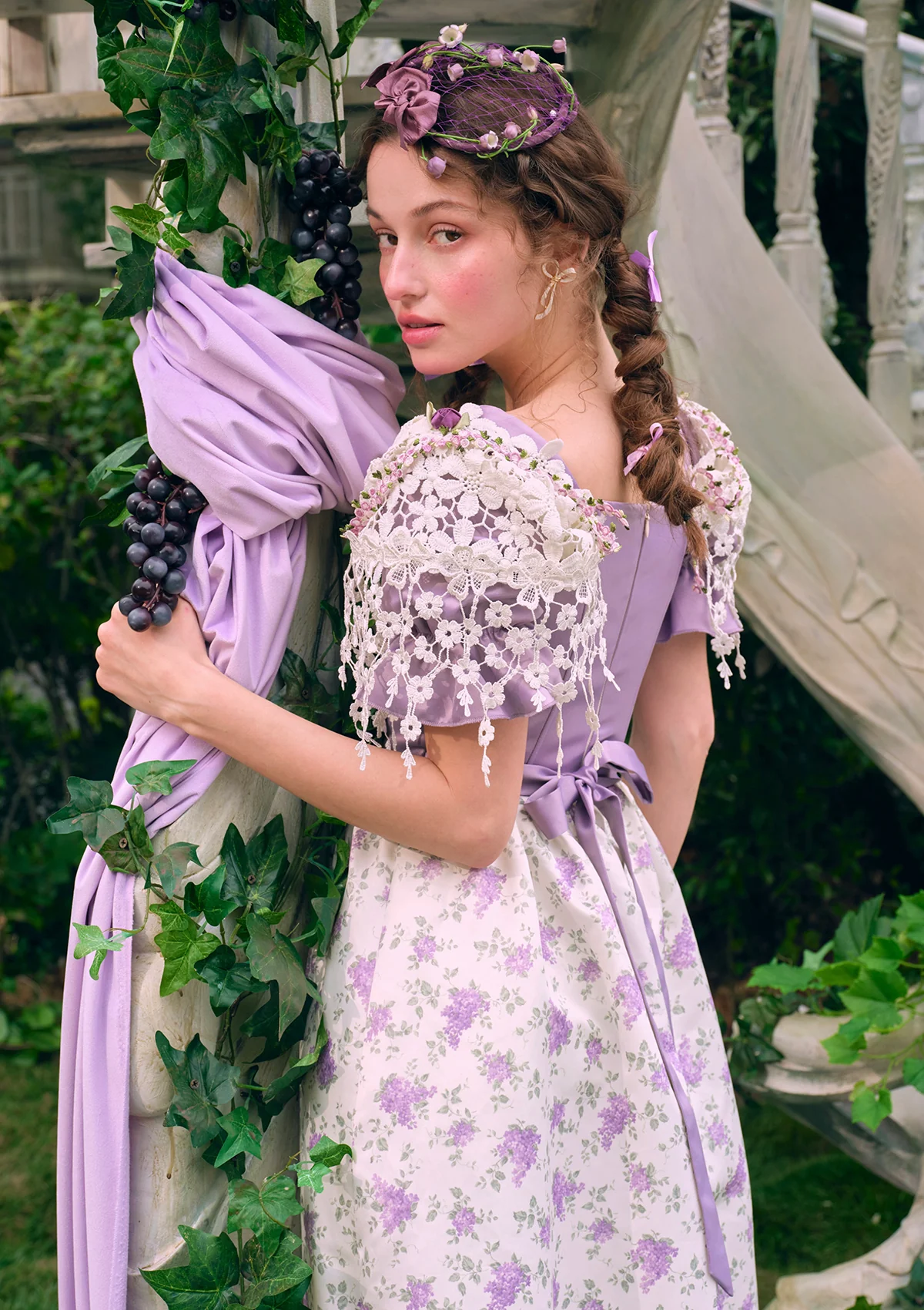 Curve & Plus Purple Jacquard Vine Corset Dress - Thrancidy