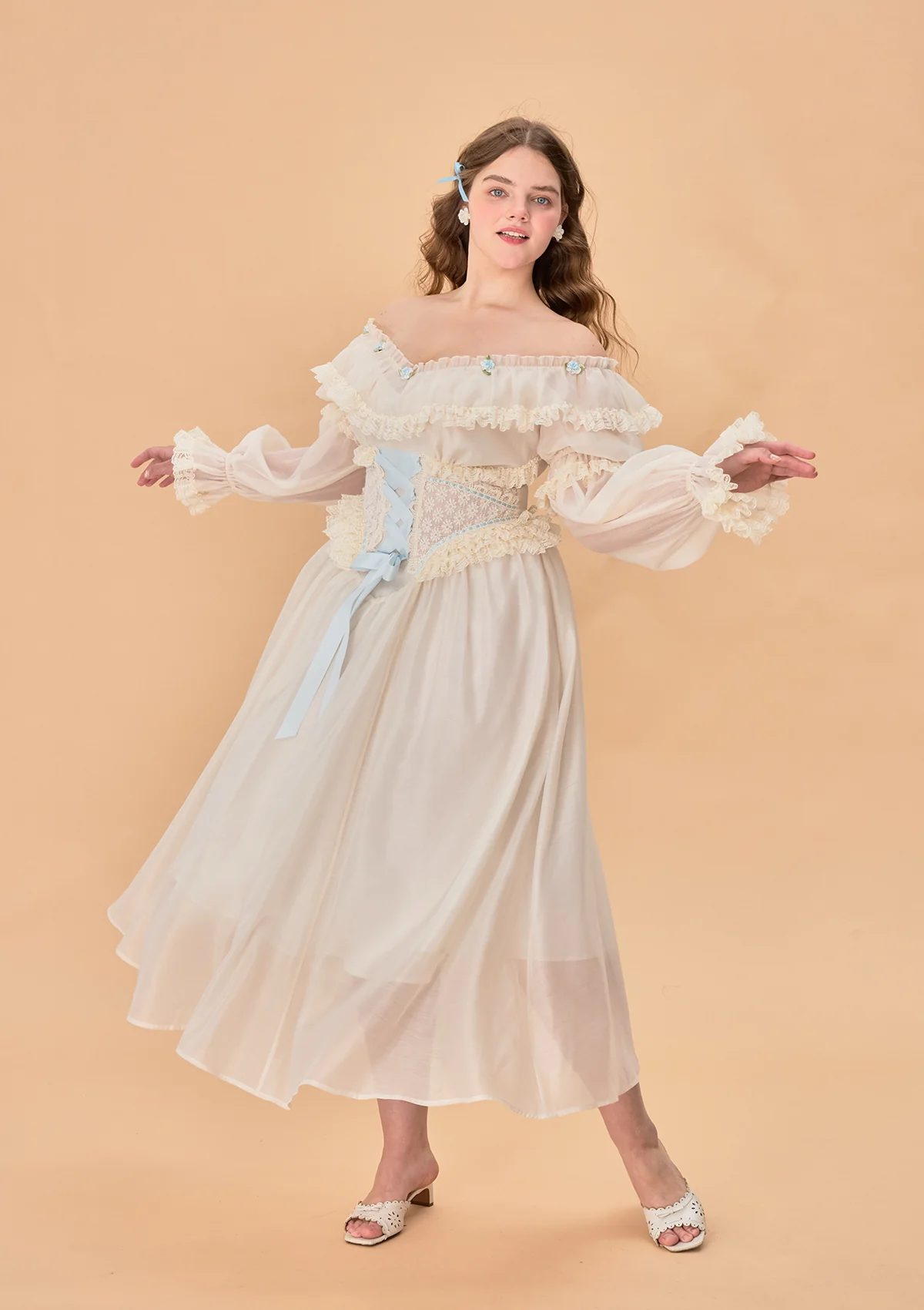 Curve & Plus Blue Hydrangea Corset Dress - Thrancidy