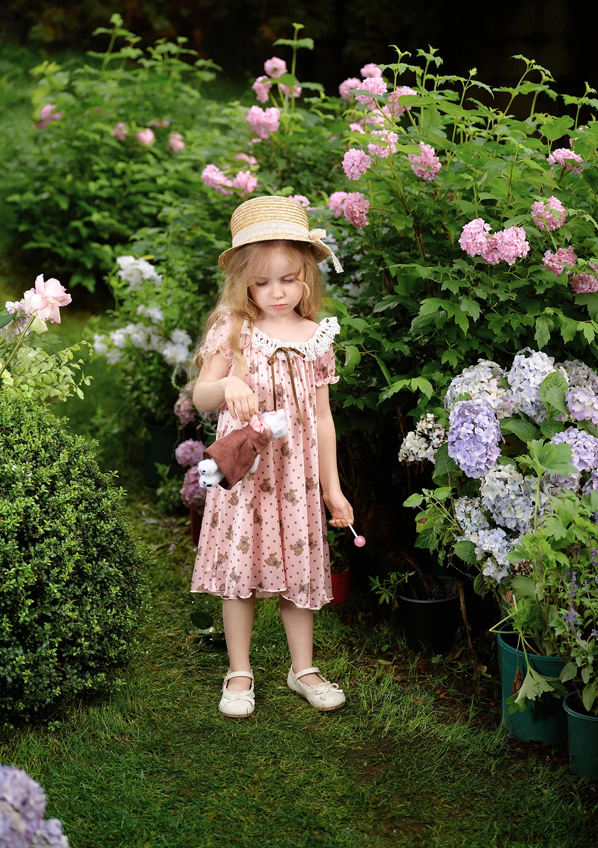 Toddler Girl Muffin Bear in Vacation Dress - Thrancidy