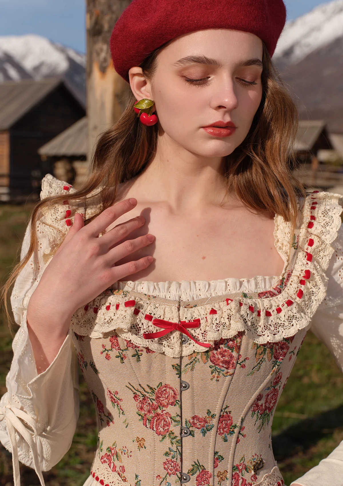 Rosey Christmas Cottage Corset - Thrancidy