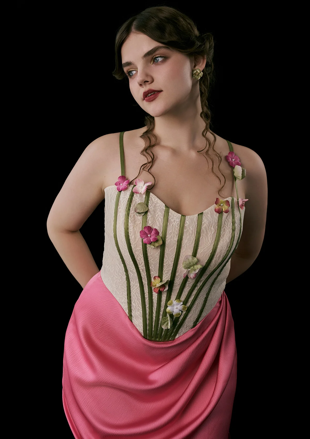 Curve & Plus Flower Vine Phantom Corset Dress - Thrancidy
