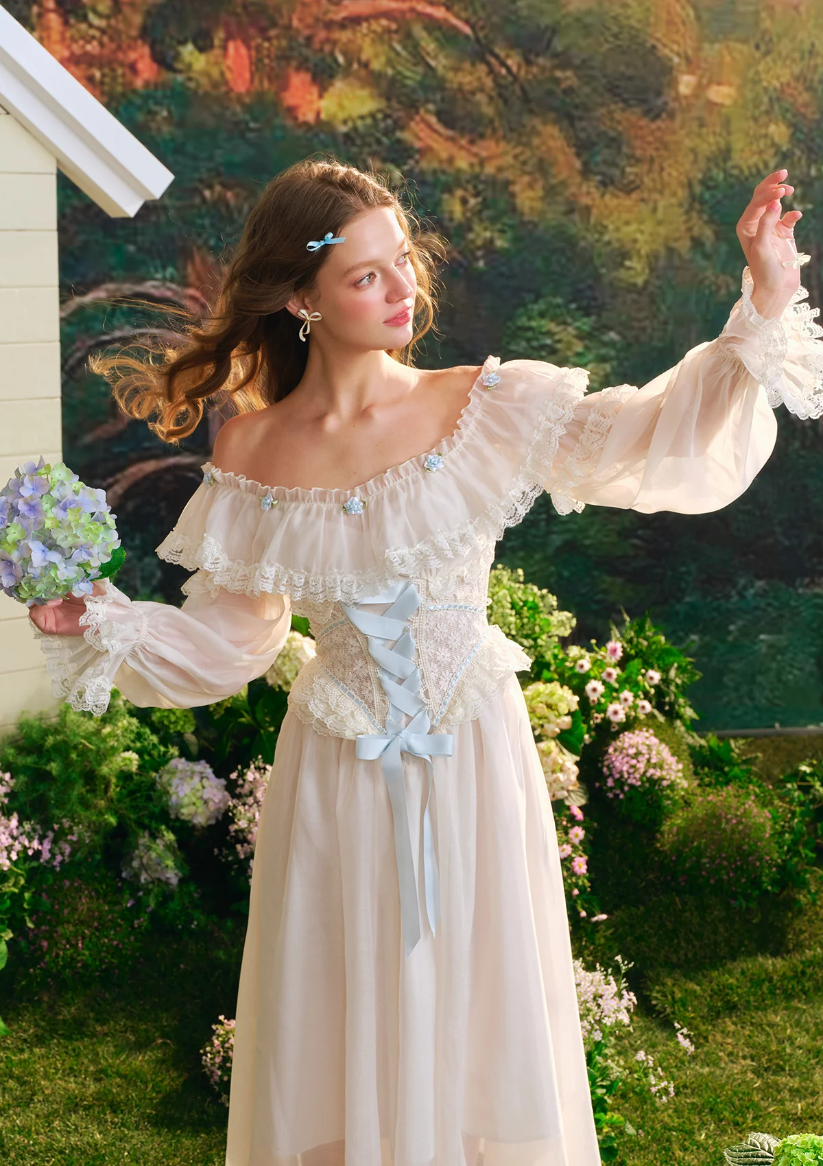 Blue Hydrangea Corset Dress - Thrancidy