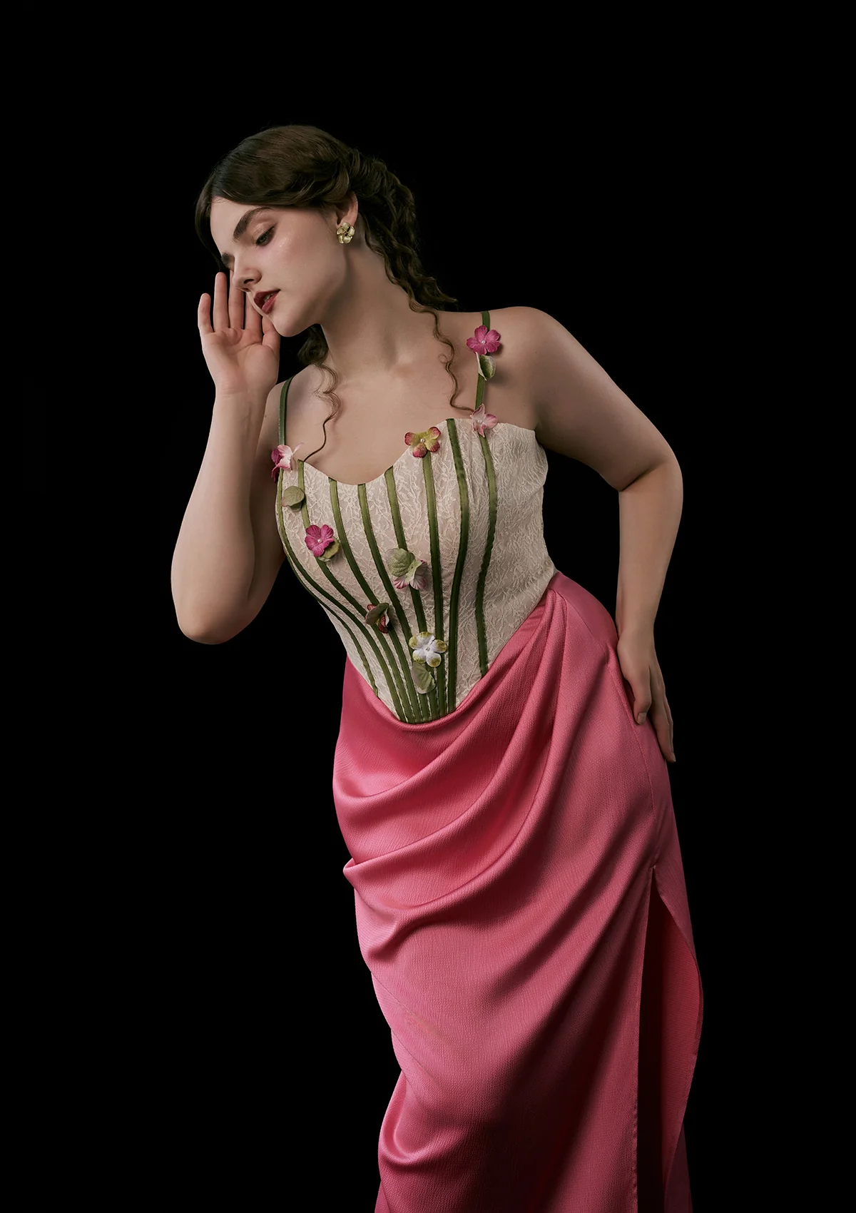 Curve & Plus Flower Vine Phantom Corset Dress - Thrancidy