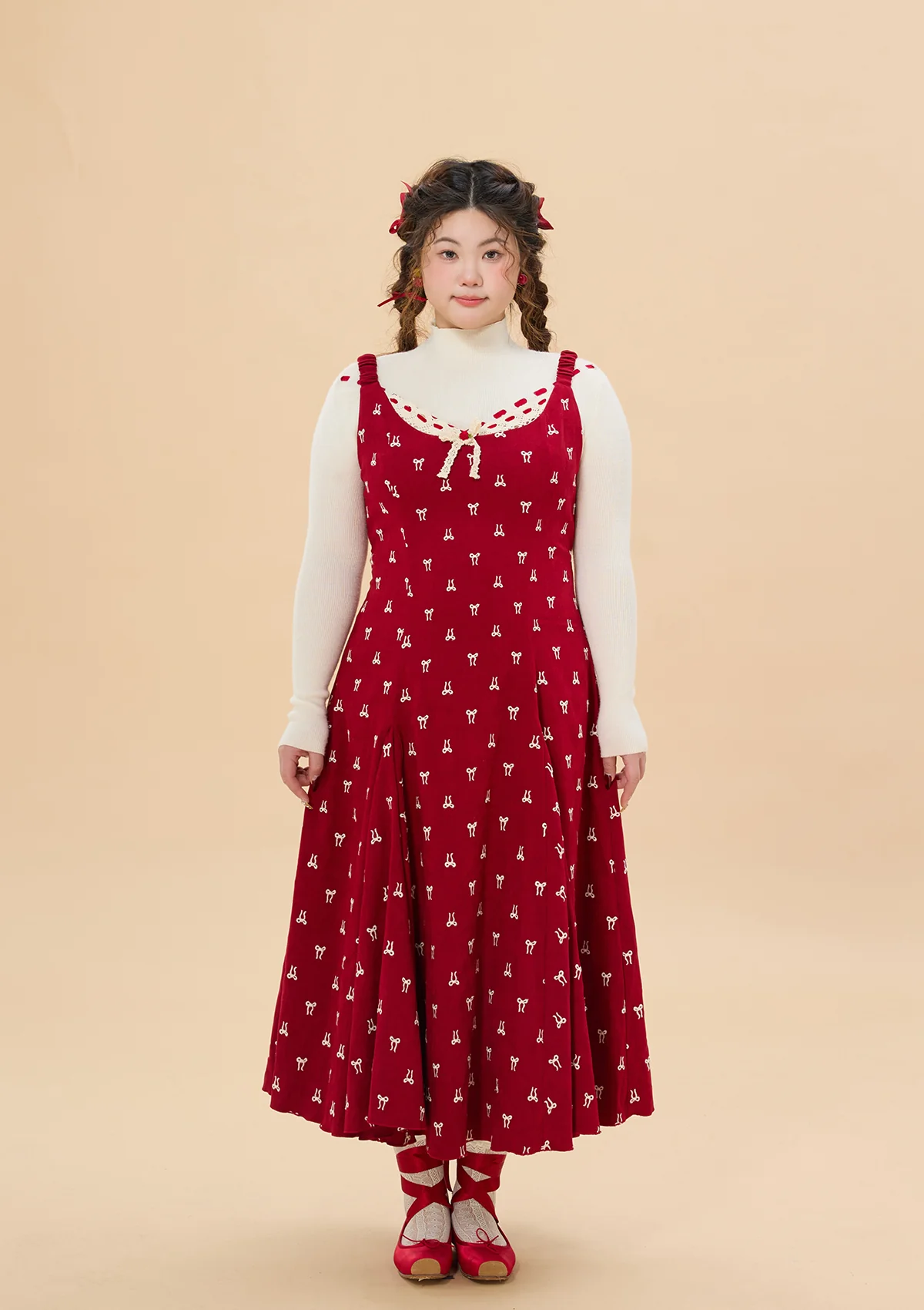 Curve & Plus Strawberry Newspaper Office Dress - Thrancidy