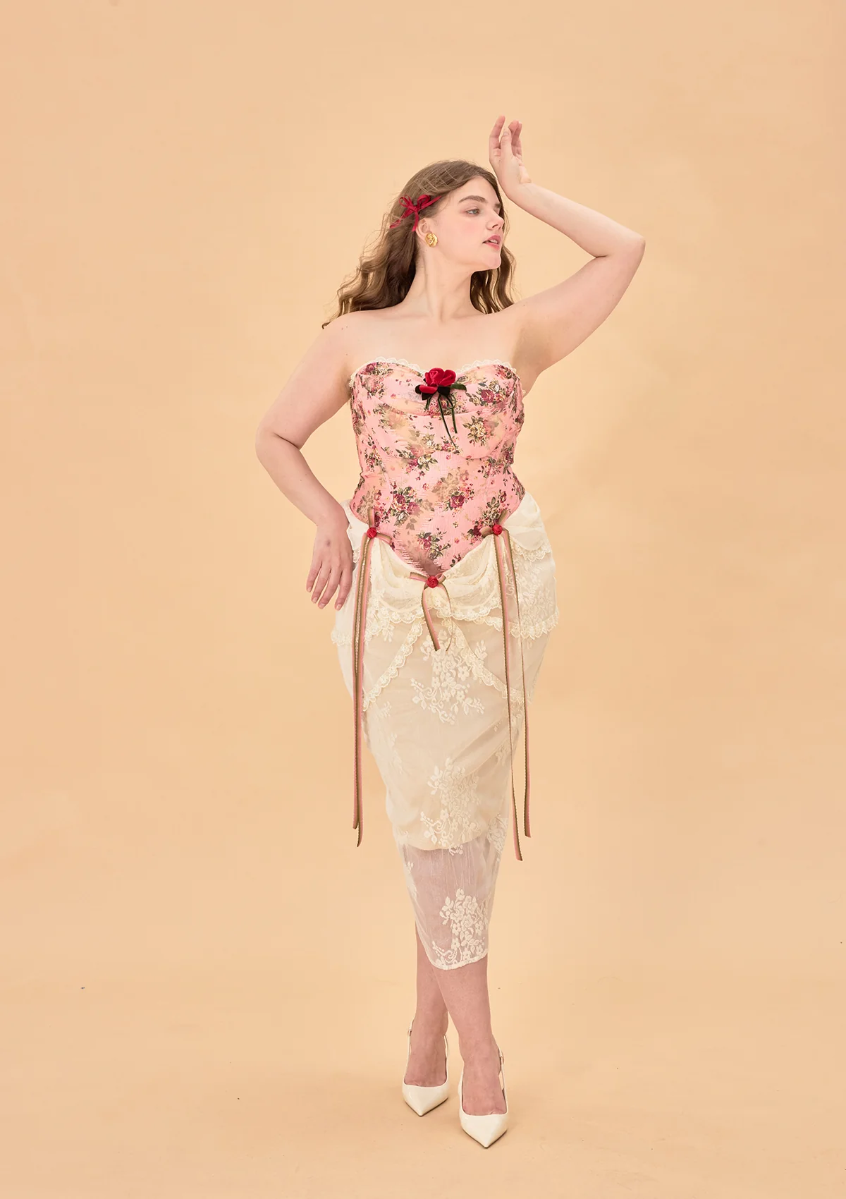 Curve & Plus Rose Sous La Lune Corset Dress - Thrancidy