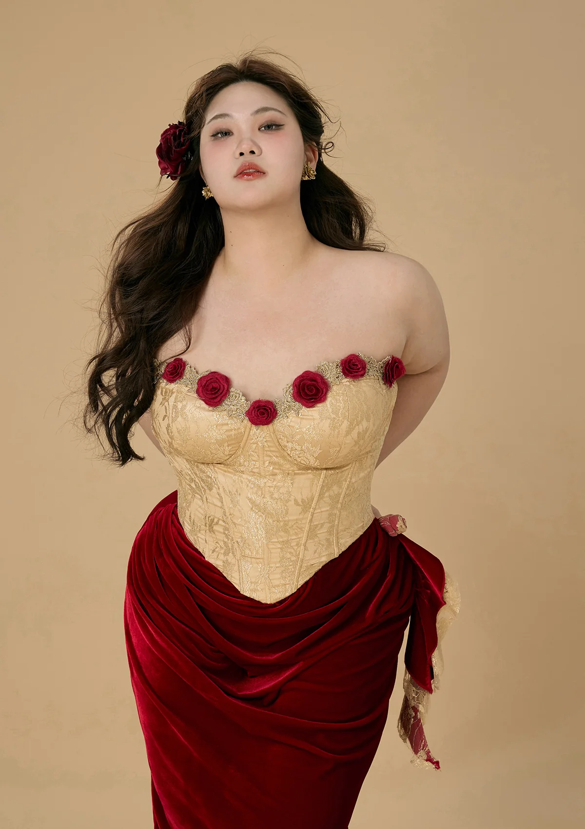 Curve & Plus Wild Rosa in Spain Corset Dress - Thrancidy