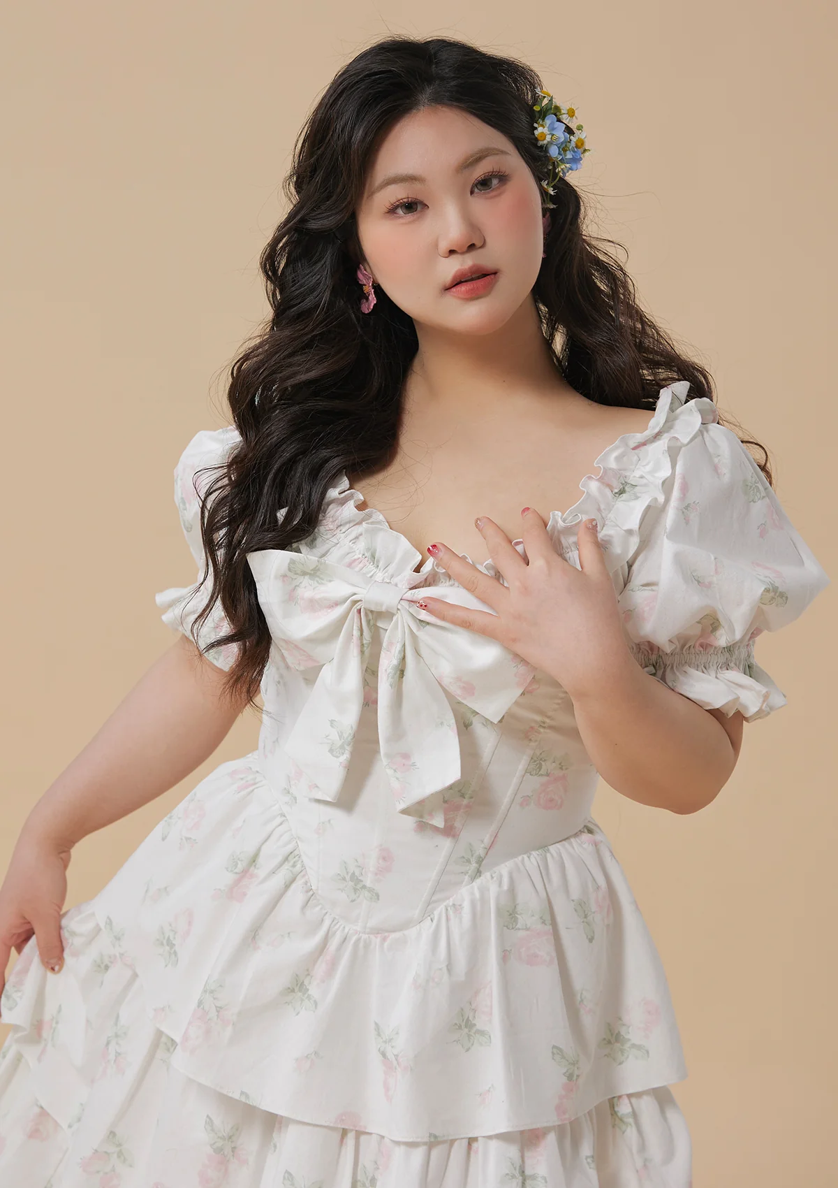 Curve & Plus Bloom in Coral Island Corset Dress - Thrancidy