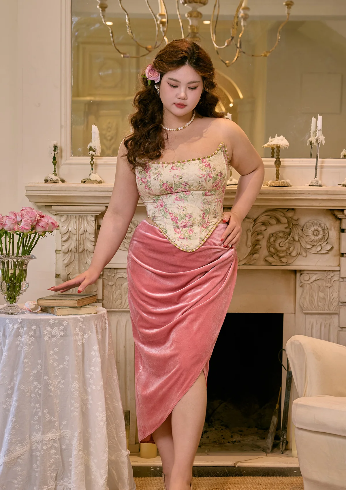 Curve & Plus Spring Peach Skirt - Thrancidy