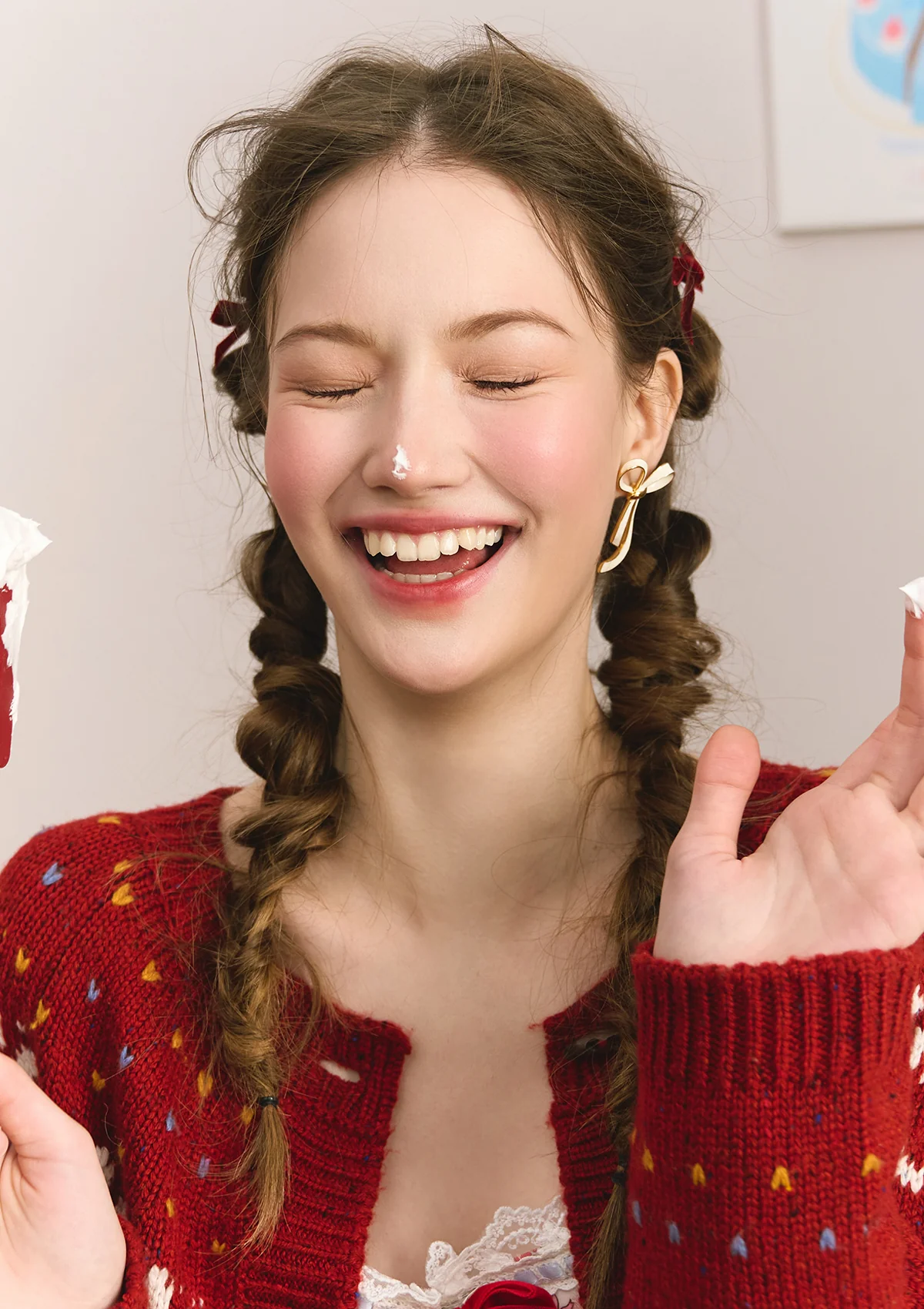 Berry Cream Kitty Knit Cardigan - Thrancidy